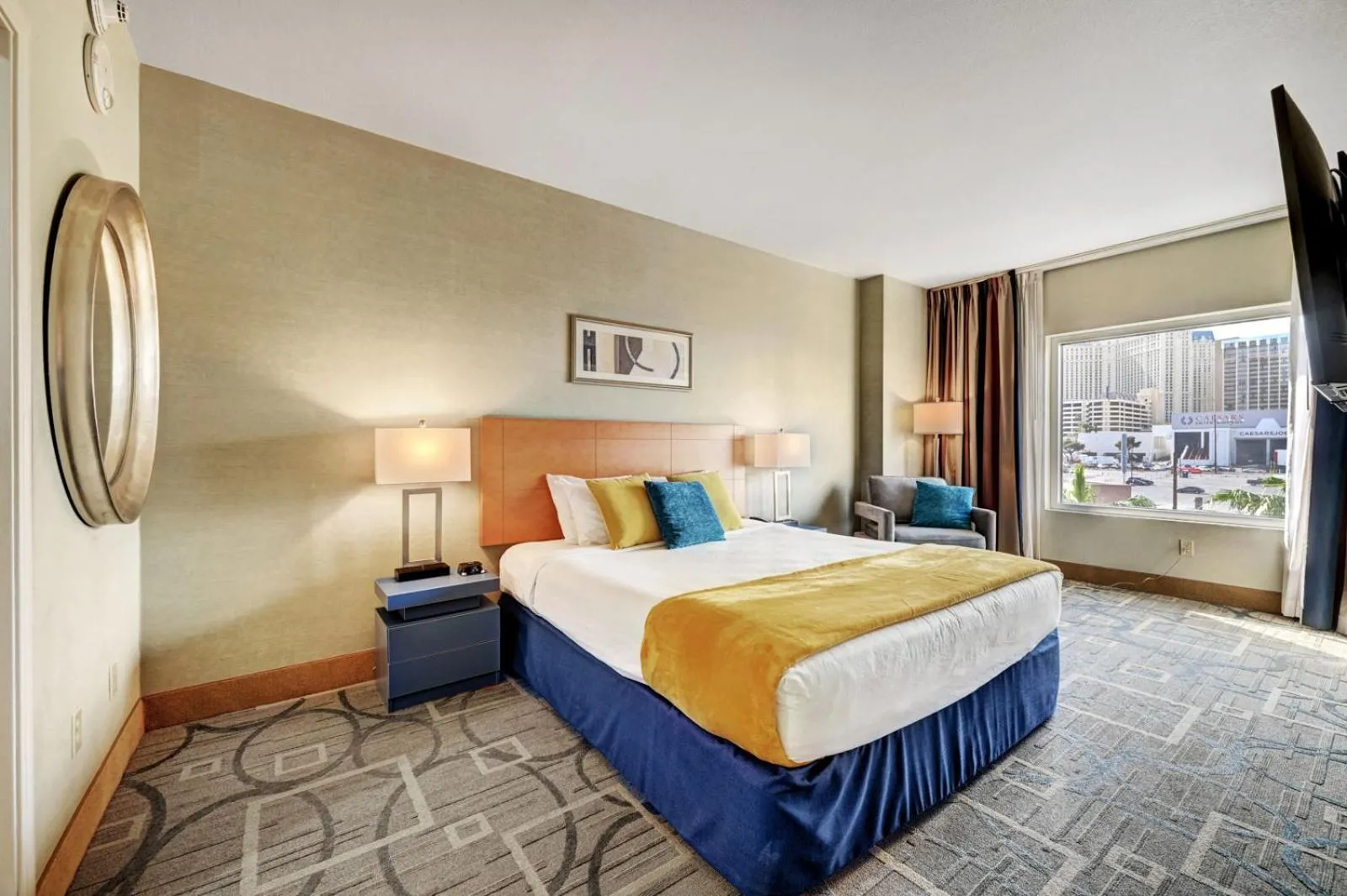 Bedroom, Bed in Royal Oasis Suite at Platinum Hotel-Strip Views