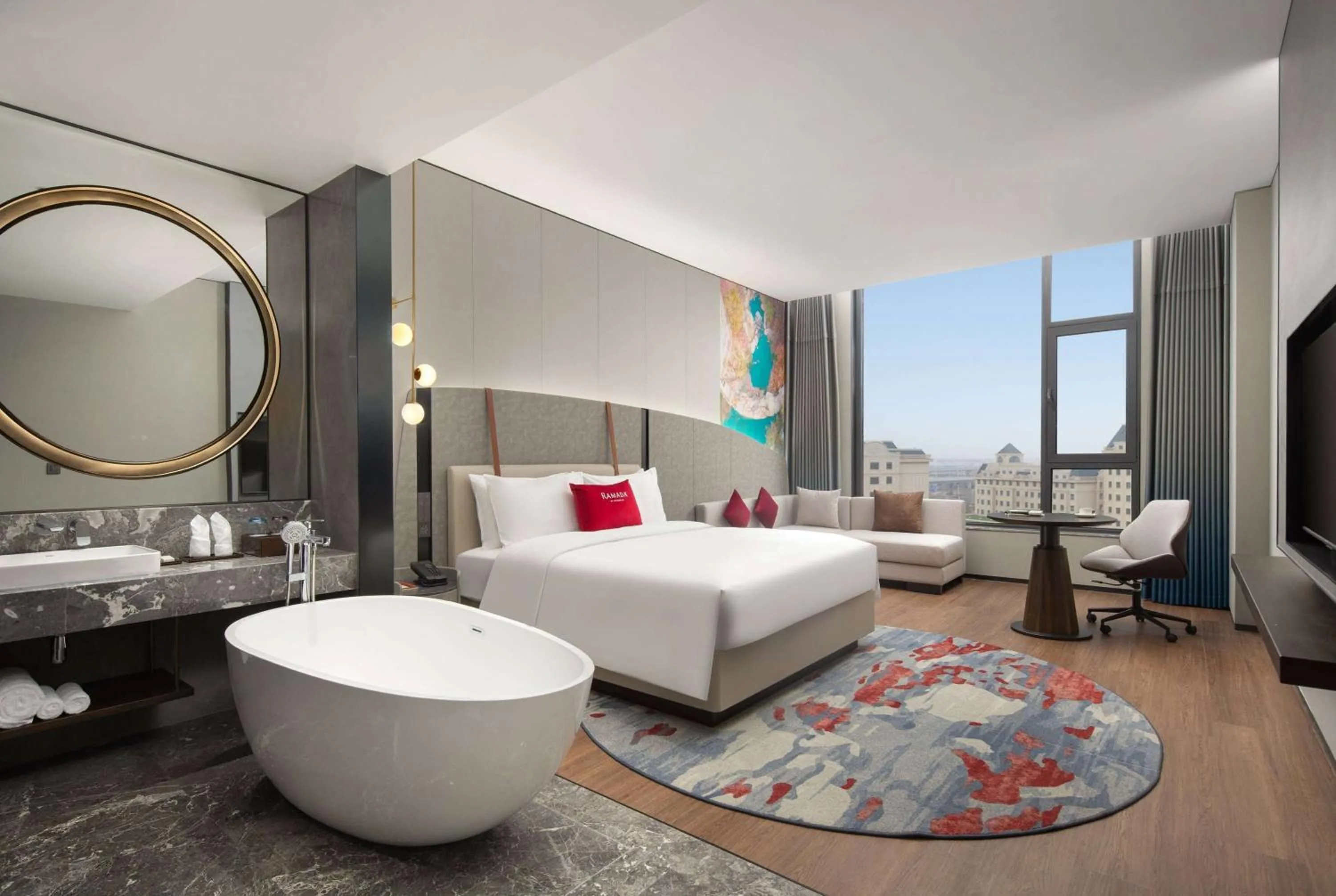 Photo of the whole room, Bed in Ramada by Wyndham Qingdao Jiaodong International Airport