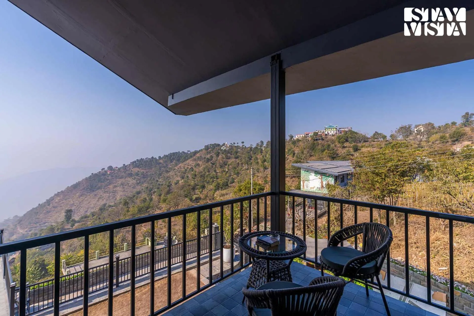 Balcony/Terrace in StayVista at Savara with Heated Infinity Pool and Jacuzzi