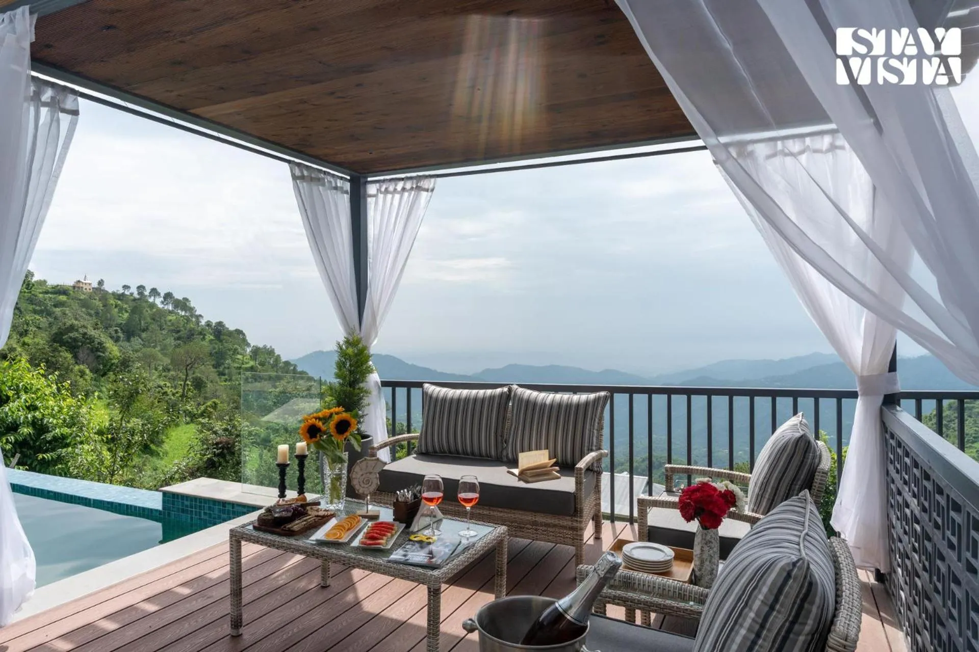 Balcony/Terrace in StayVista at Savara with Heated Infinity Pool and Jacuzzi