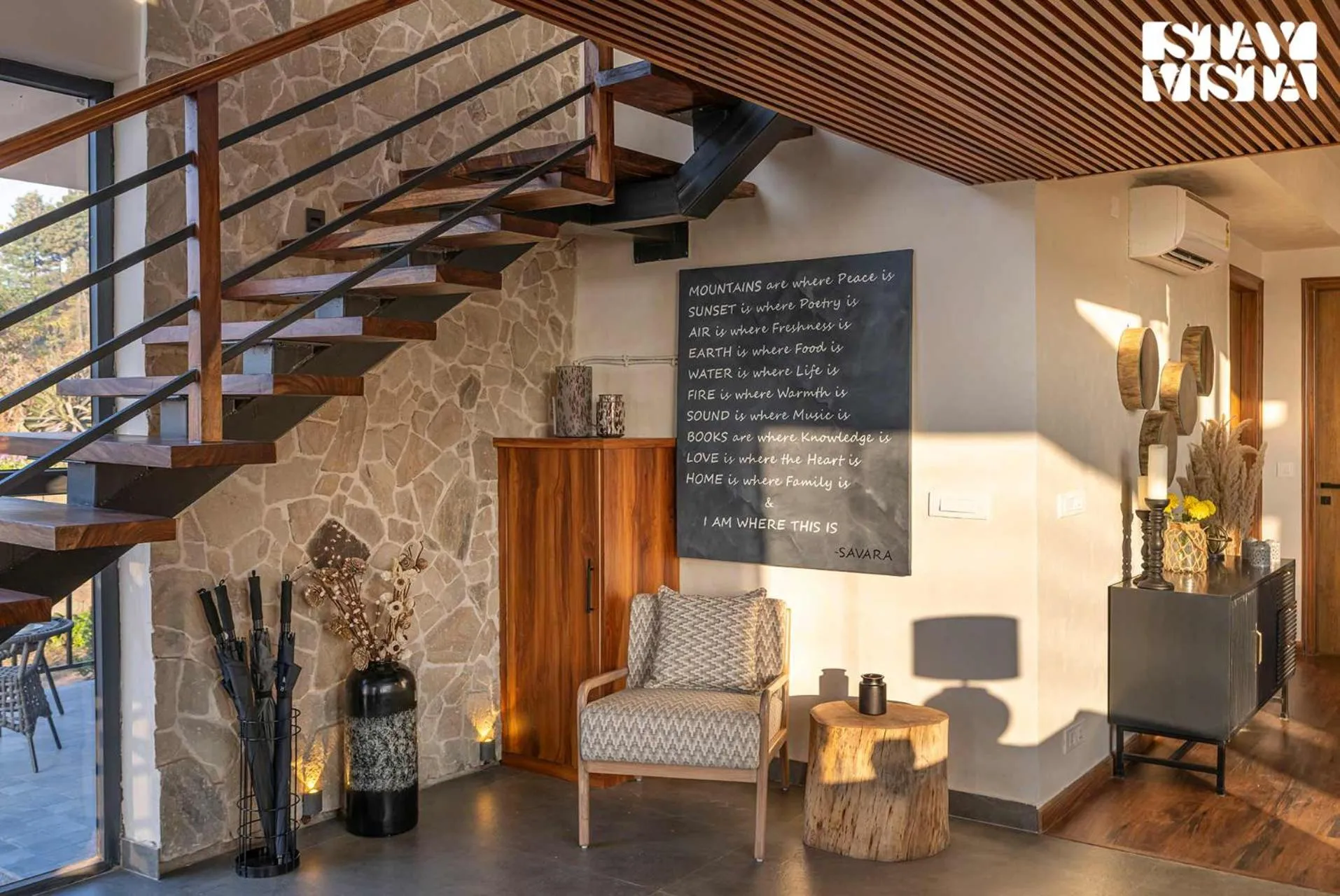 Living room in StayVista at Savara with Heated Infinity Pool and Jacuzzi