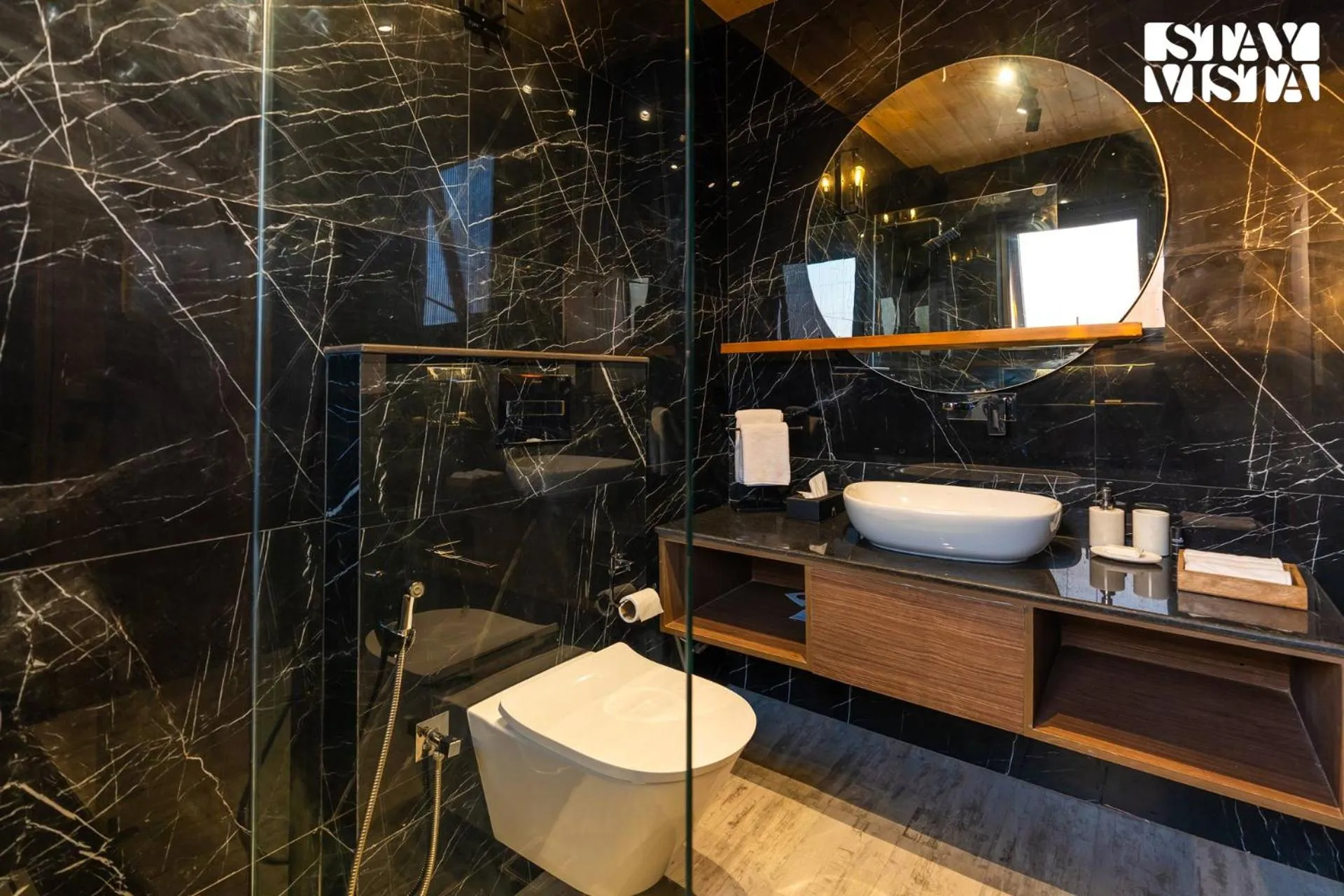 Bathroom in StayVista at Savara with Heated Infinity Pool and Jacuzzi