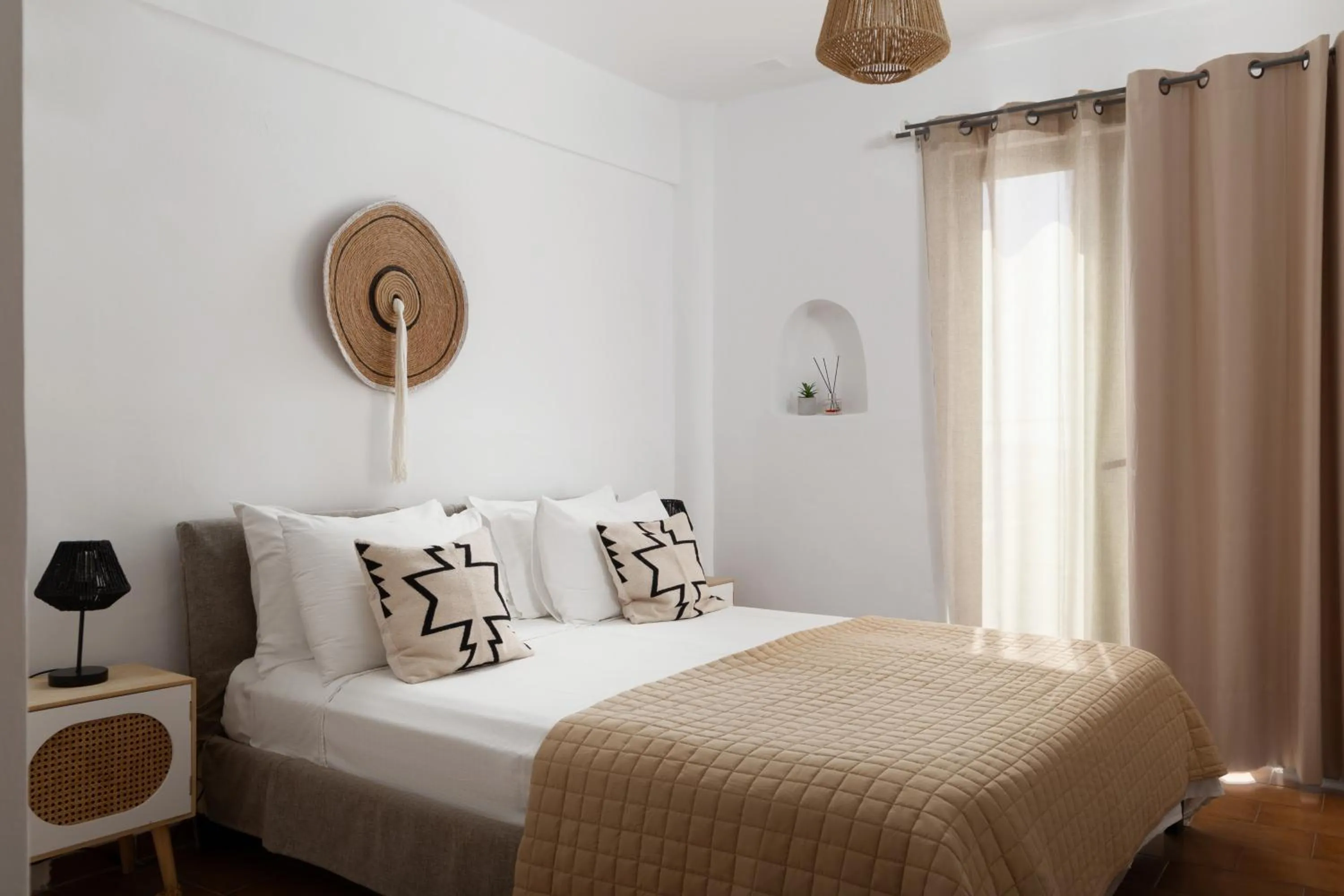 Bed in Villa Fiamegou Andros