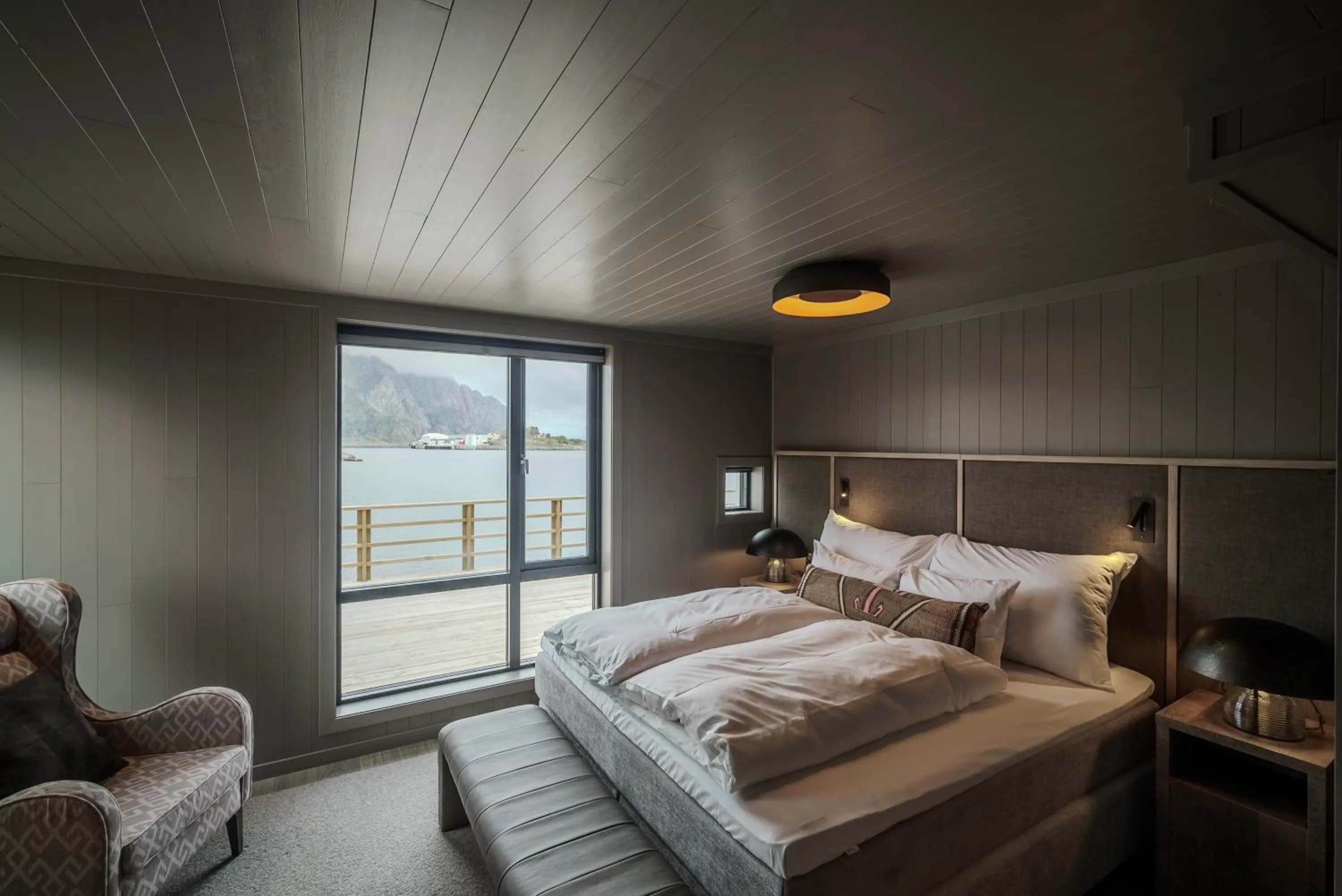 Bed in Henningsvær Bryggehotell - by Classic Norway Hotels