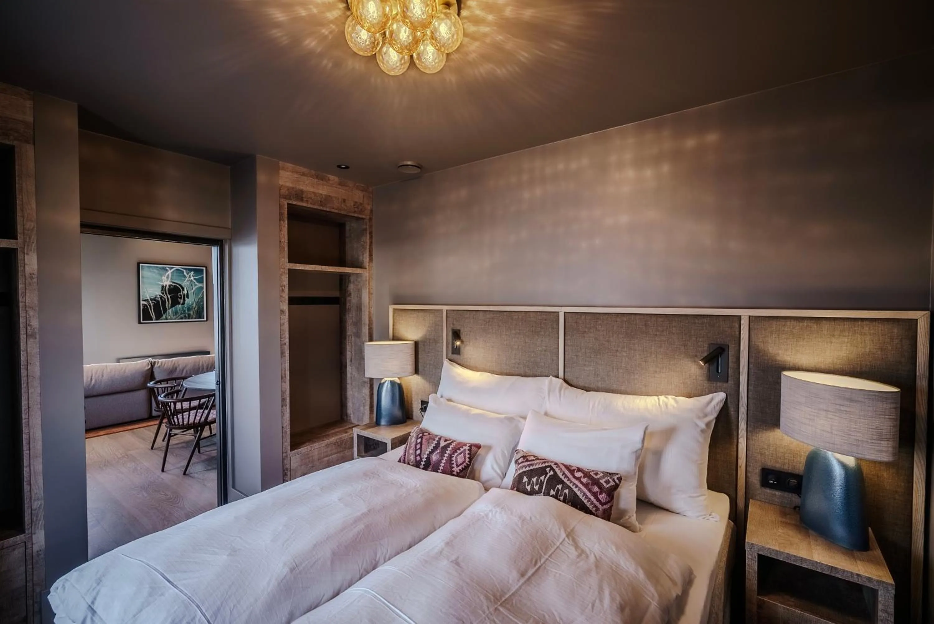 Bed in Henningsvær Bryggehotell - by Classic Norway Hotels