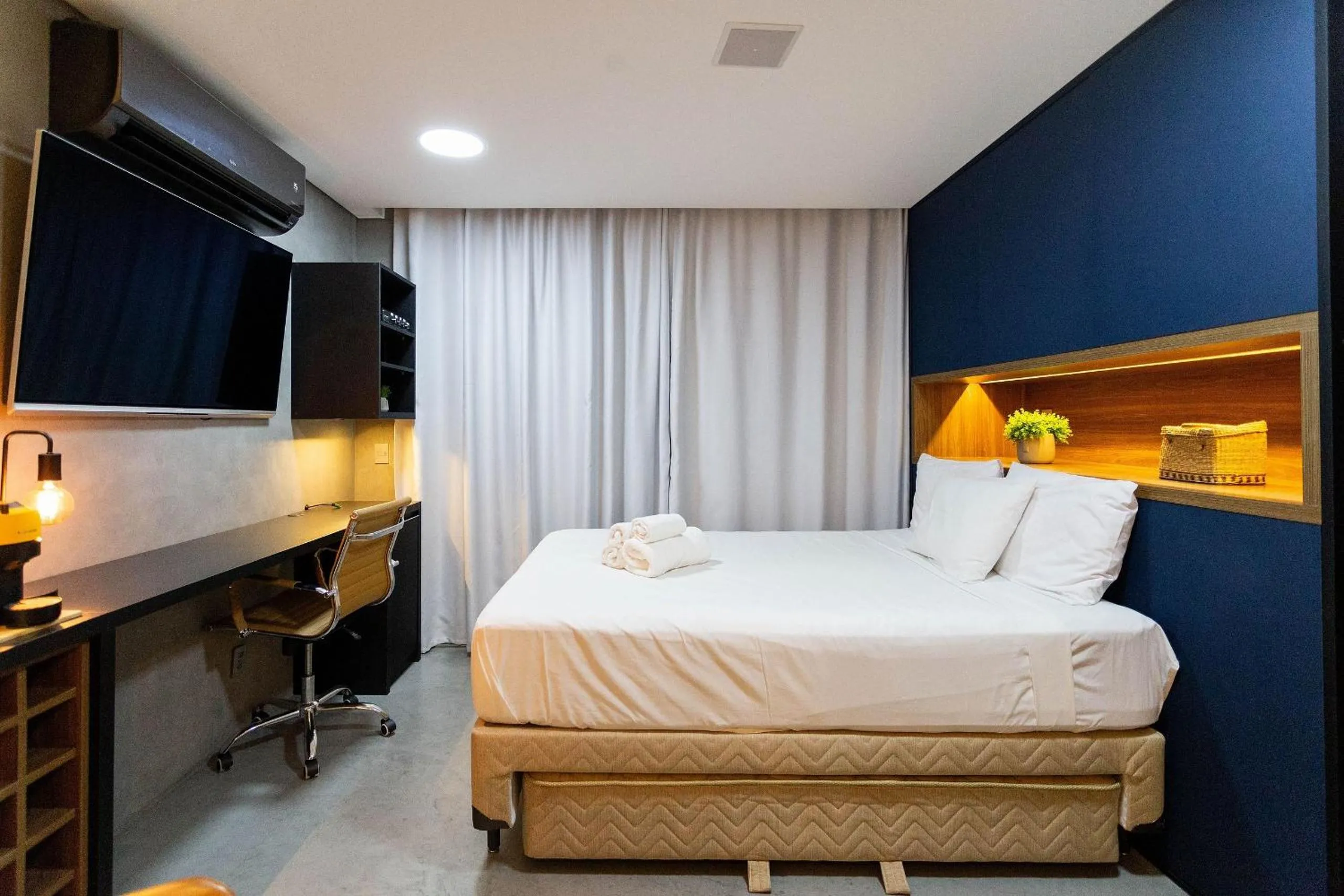 Bed in Condomínio Setin Downtown Genebra - Studios por temporada