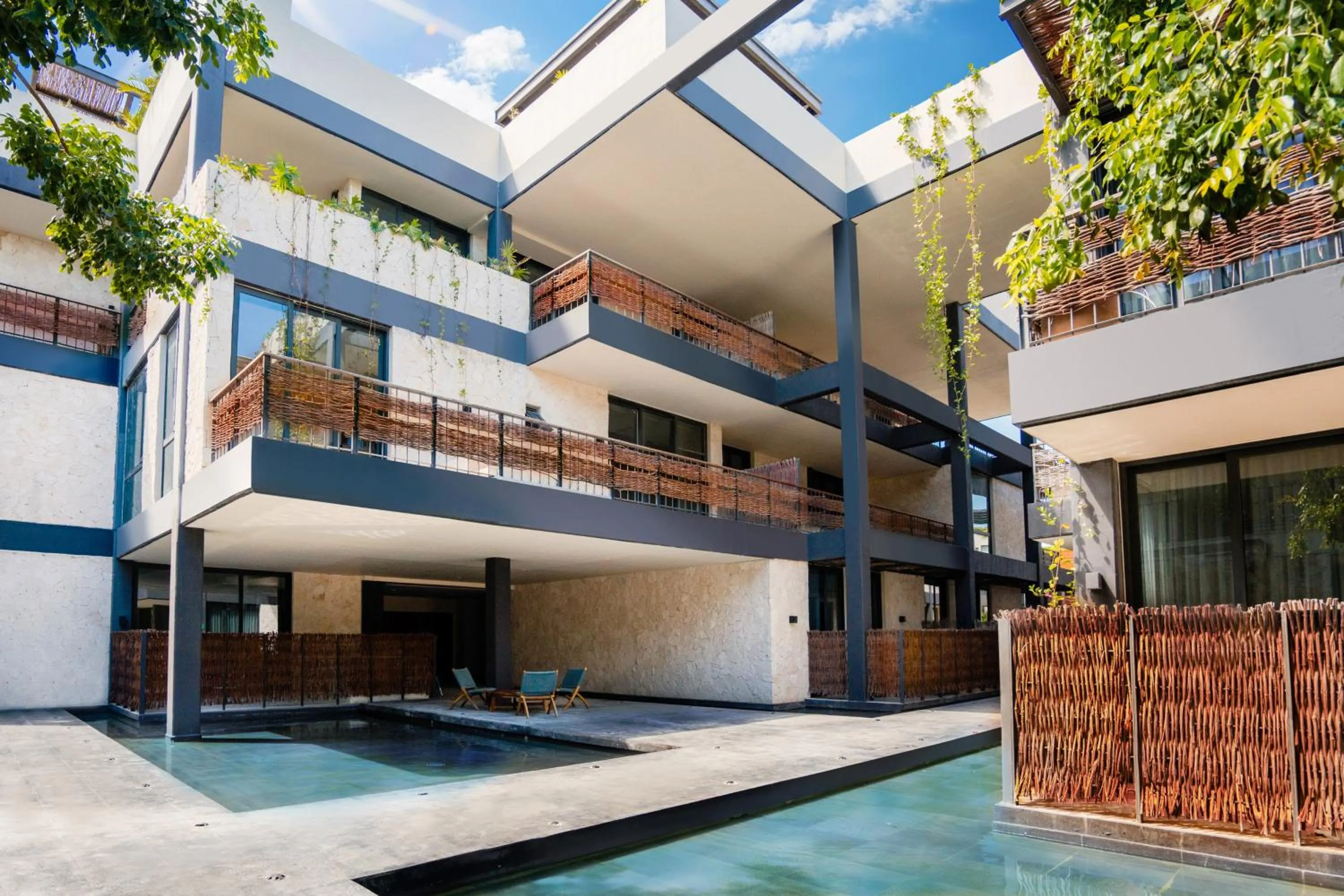 Inner courtyard view in Bloom Tulum Apartments