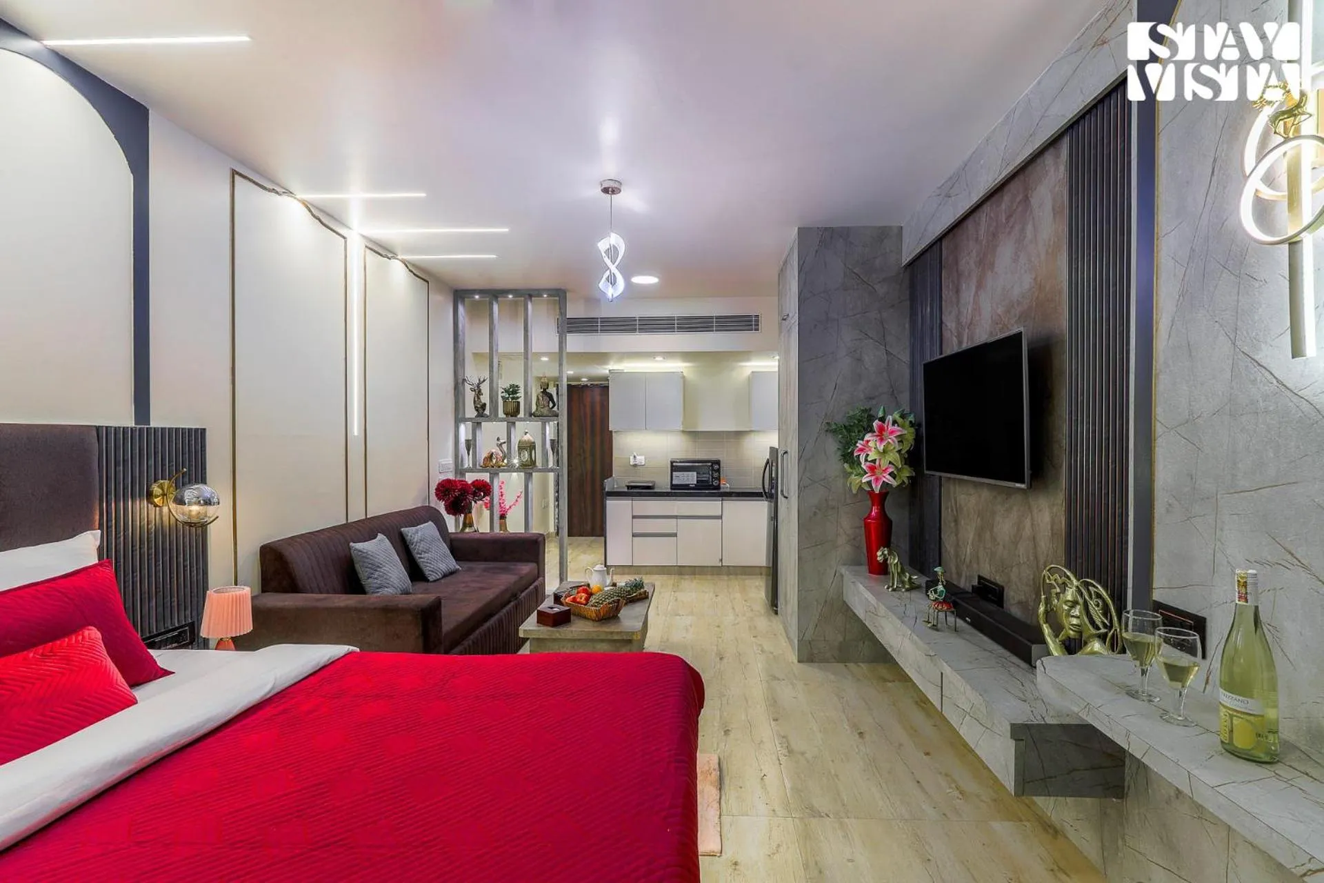 Bedroom in StayVista at Cityscape with Rooftop Pool - Jaipur