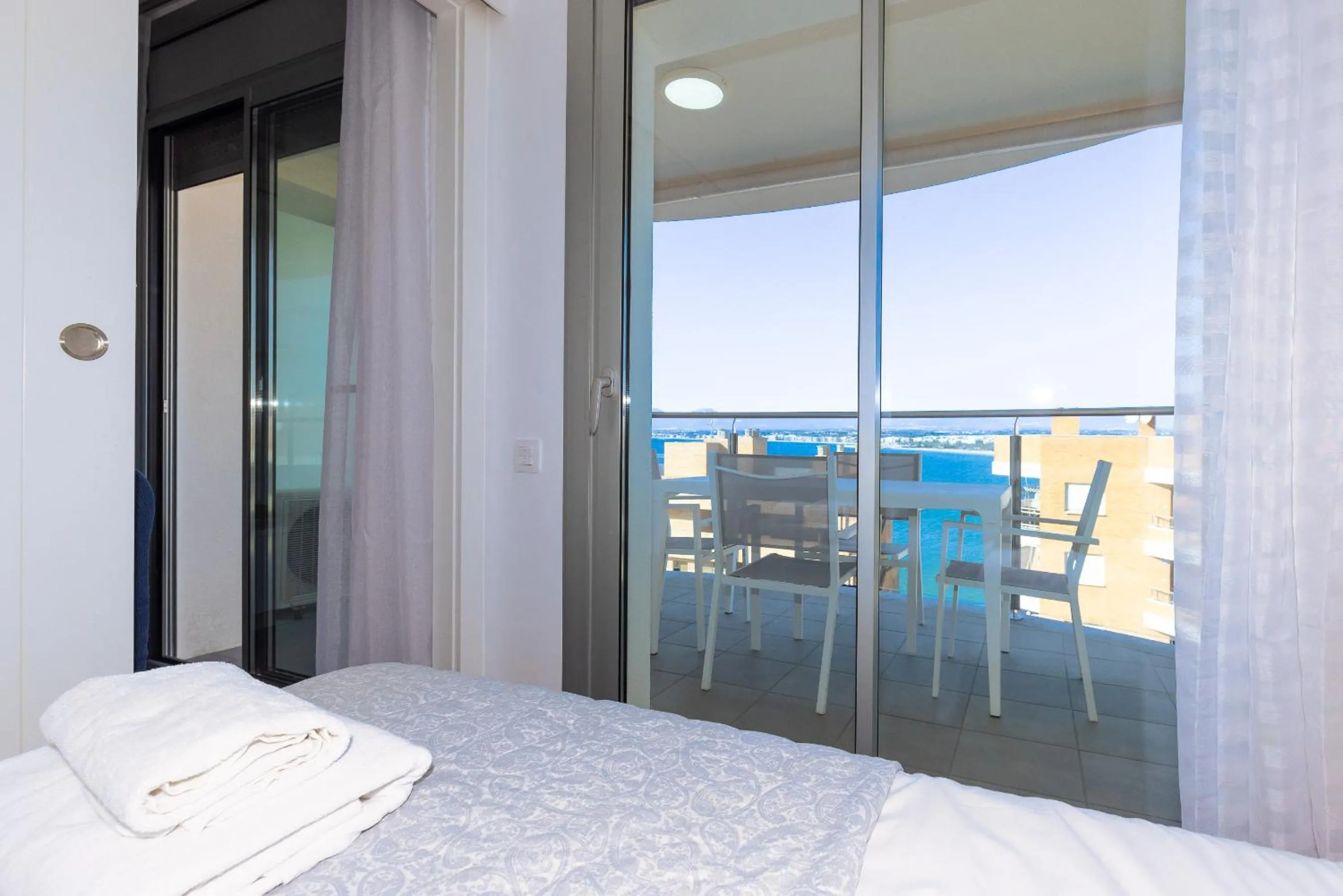 View (from property/room), Bed in NEW TORRASSA Planet Costa Dorada