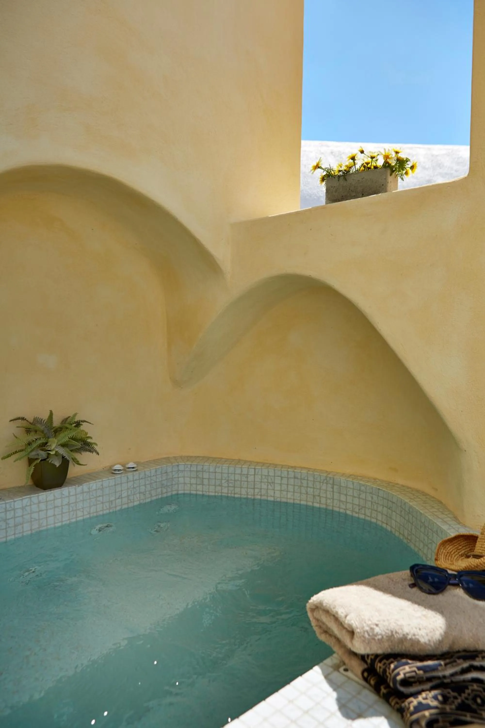 Hot Tub in Yellow Orchid Cycladic House