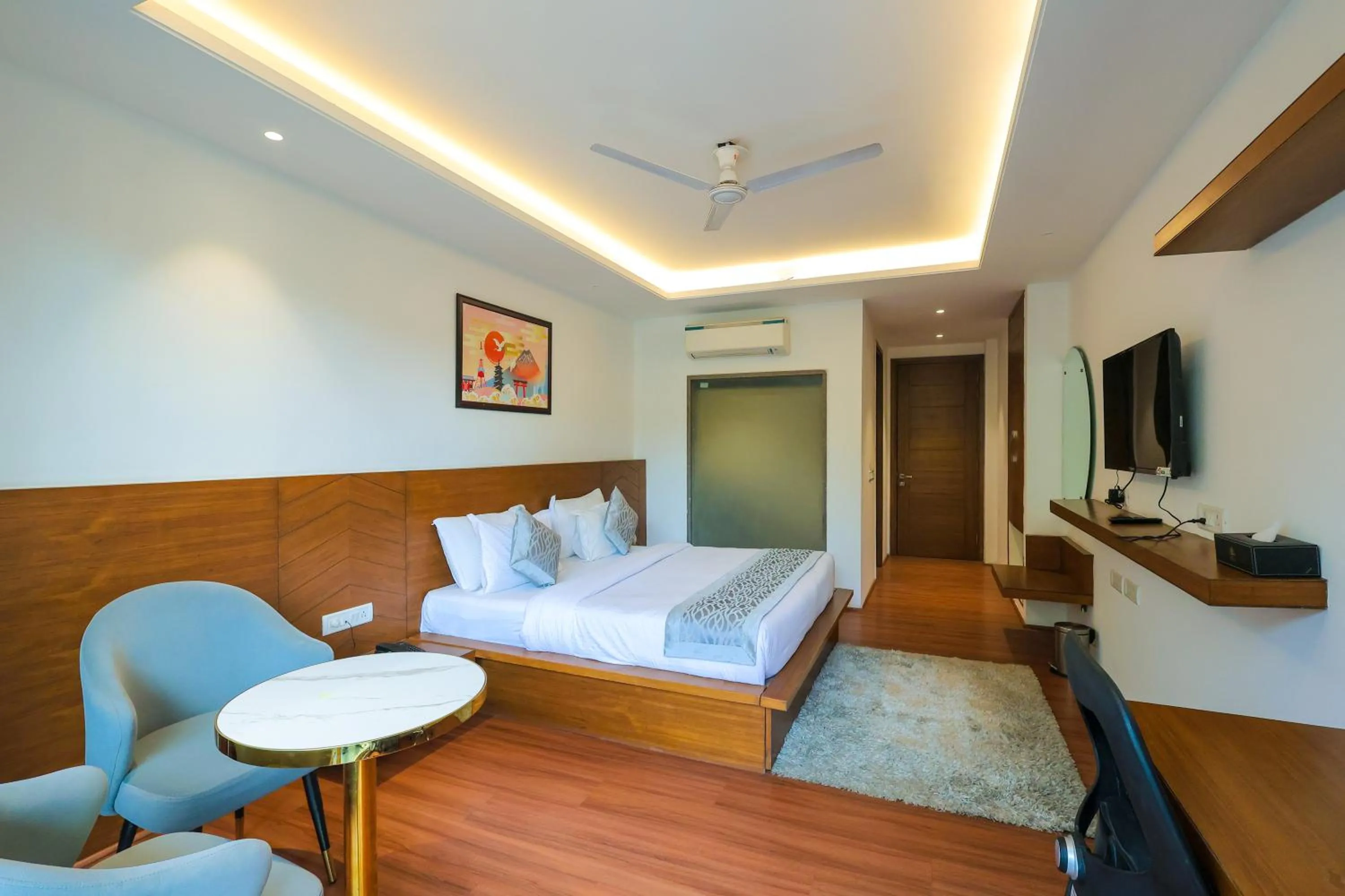 Bedroom, Bed in Nikko Premier - Near Medanta Hospital