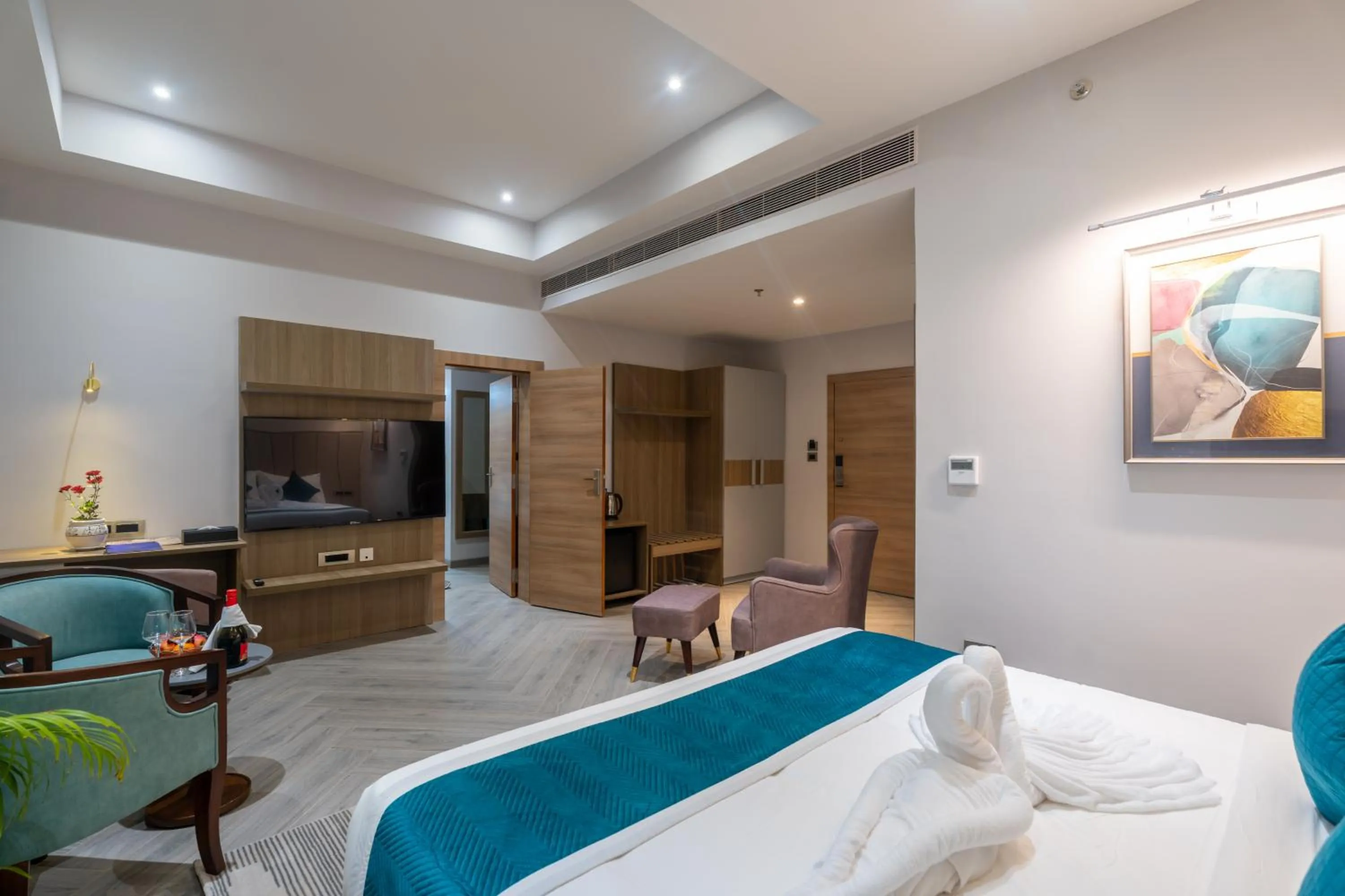 Living room, Bed in De Crown Inn