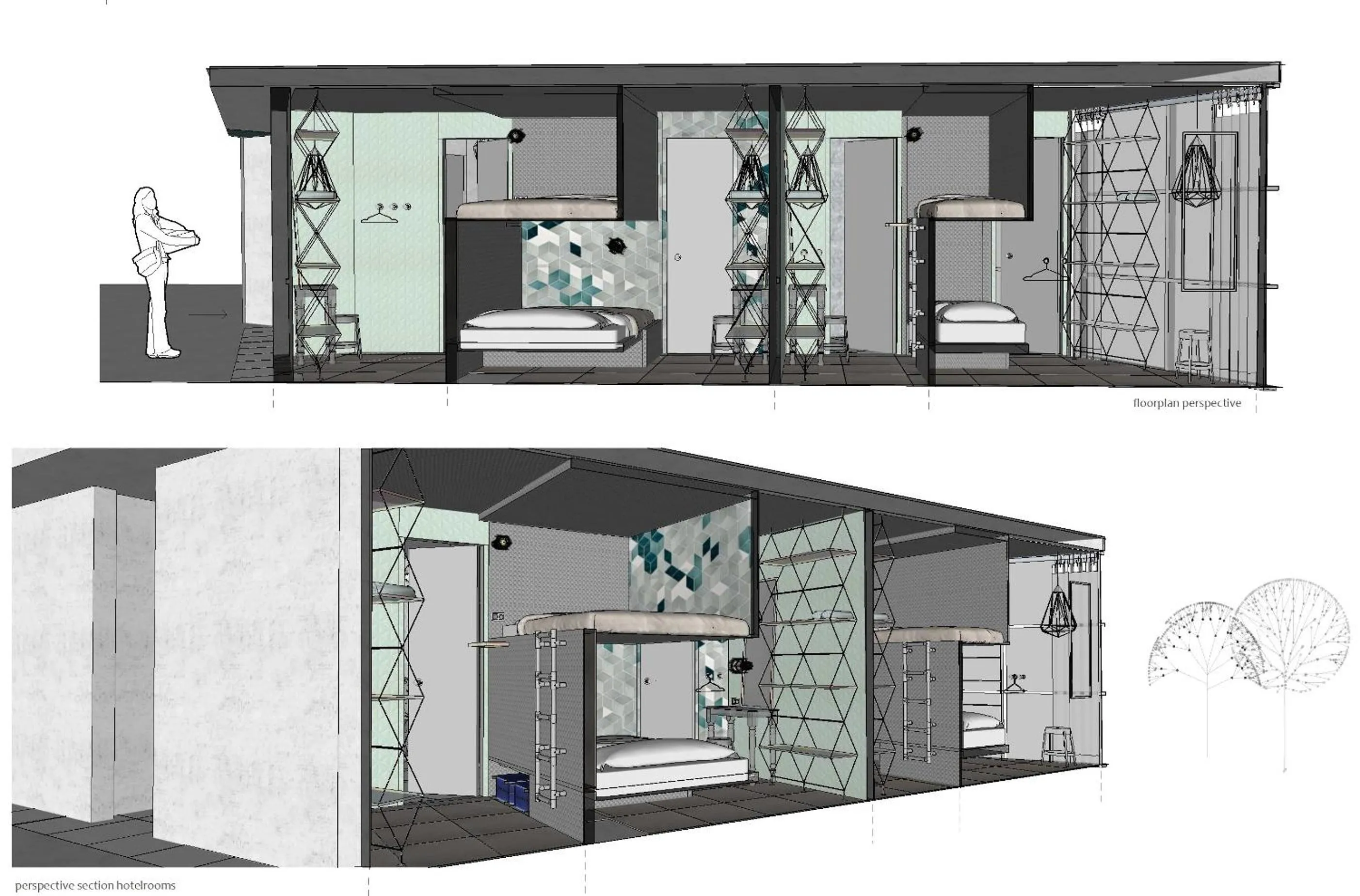 Floor plan in Diamond Capsule Hotel Amsterdam South