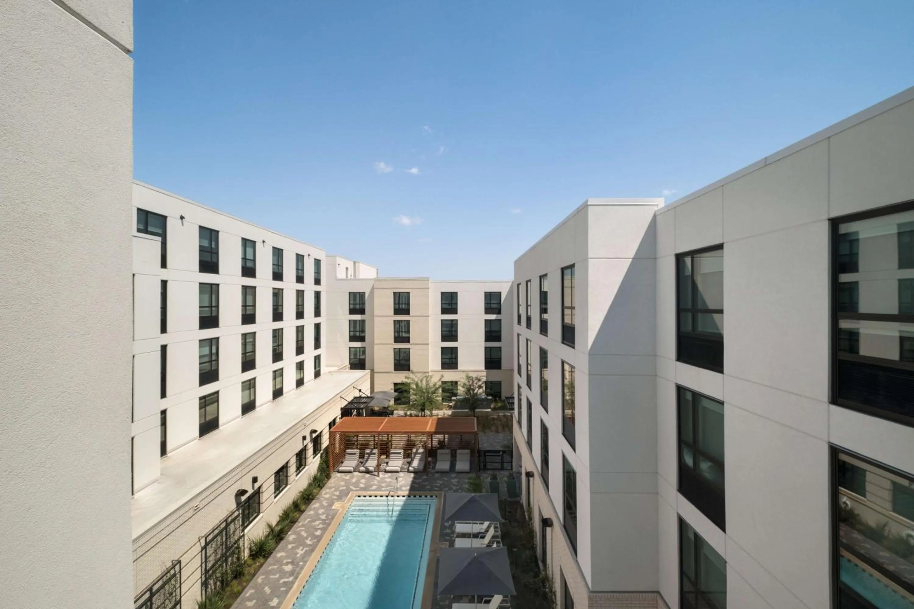 Pool view in Hampton by Hilton East Austin - near UT and Capitol