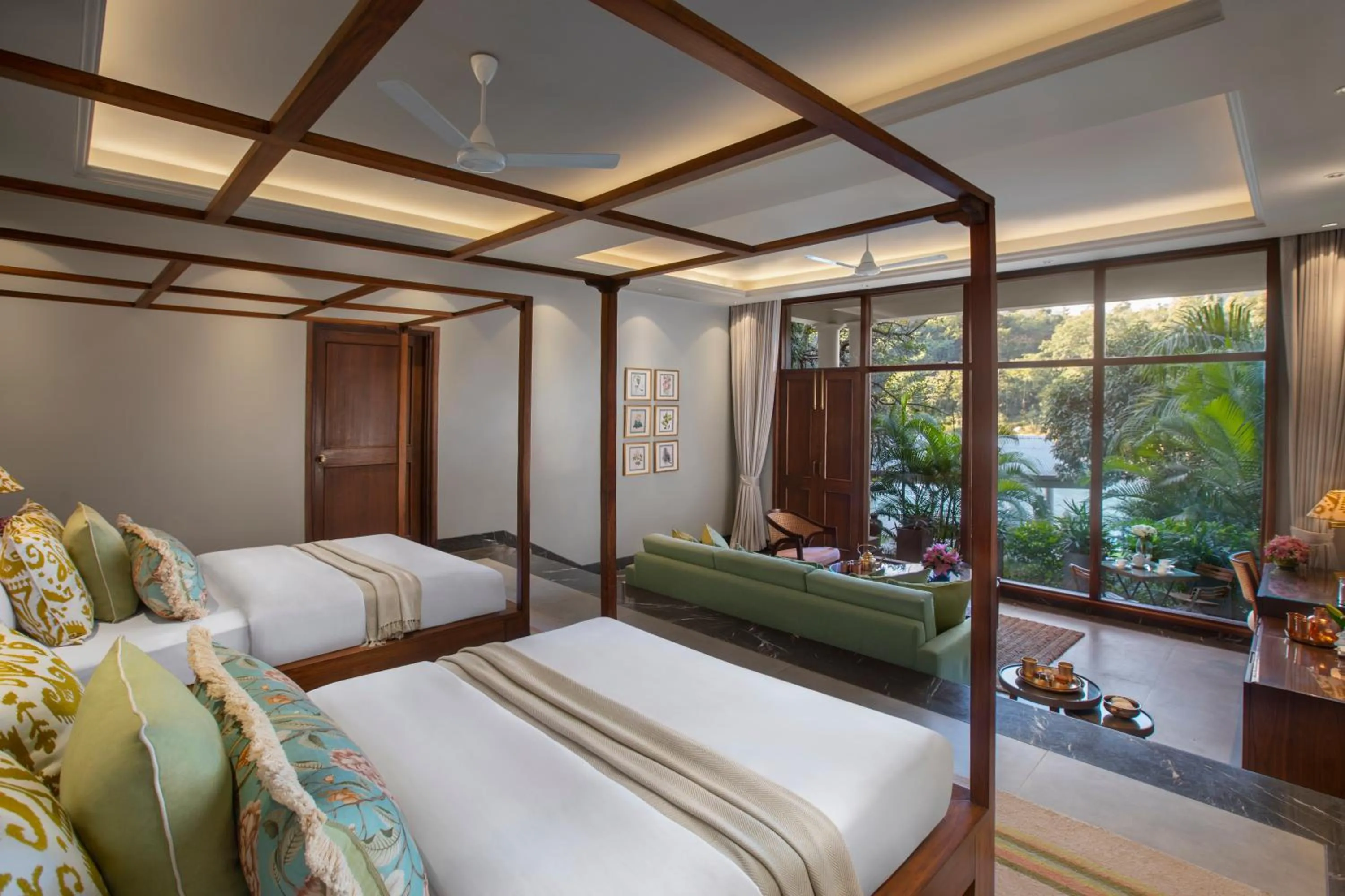 View (from property/room), Bed in Anand Kashi by the Ganges Rishikesh - IHCL Seleqtions