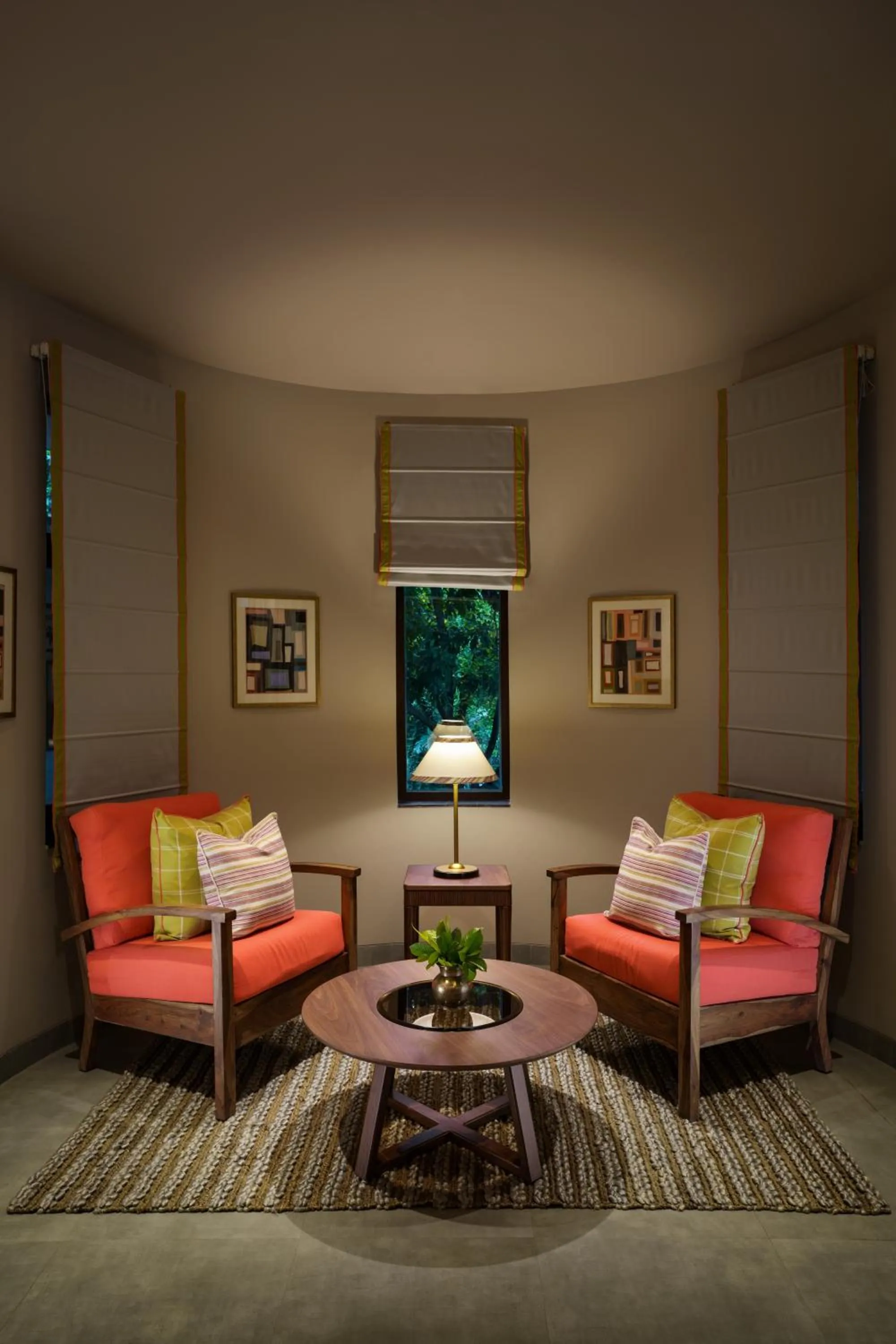 Seating area in Anand Kashi by the Ganges Rishikesh - IHCL Seleqtions