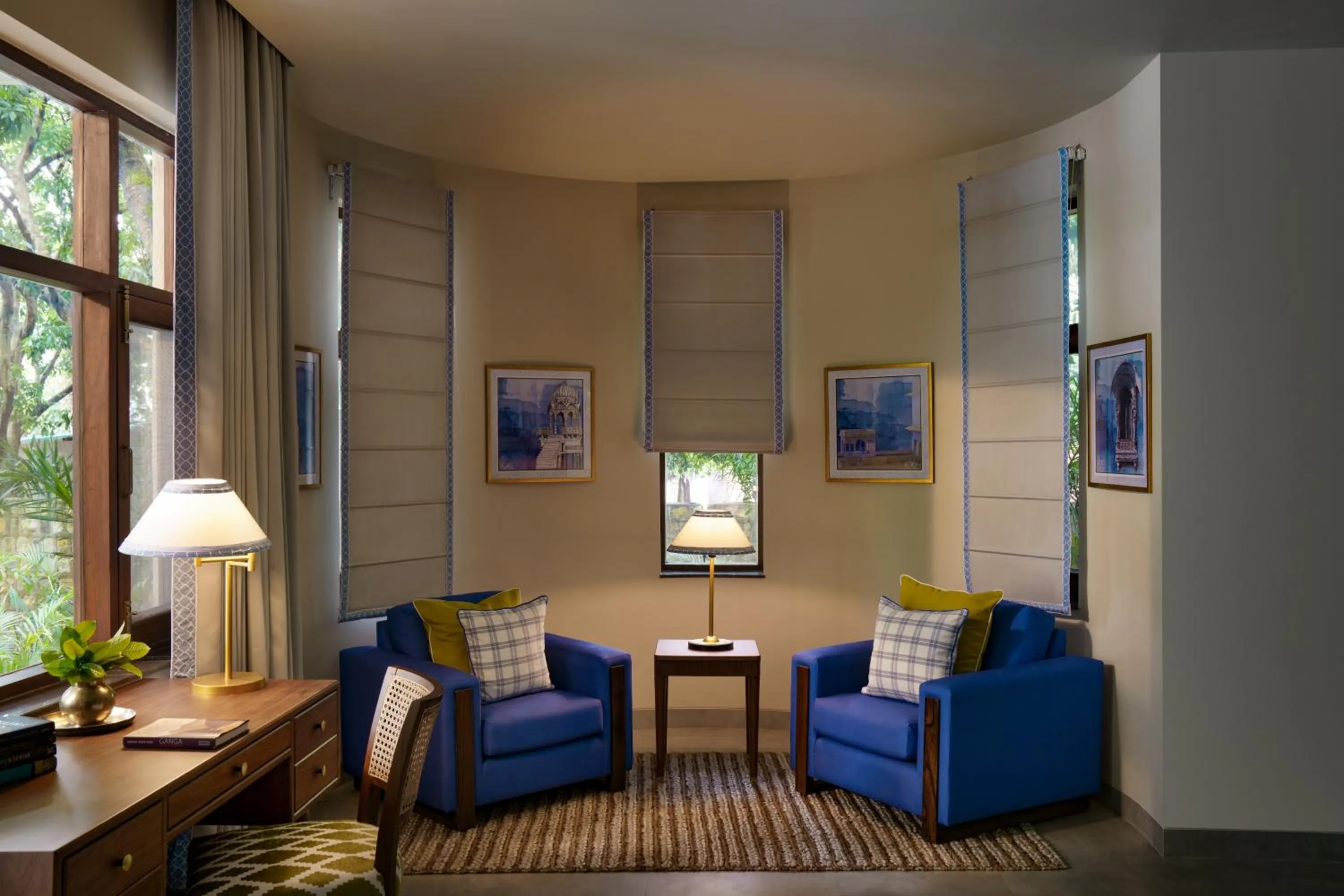 Seating area in Anand Kashi by the Ganges Rishikesh - IHCL Seleqtions