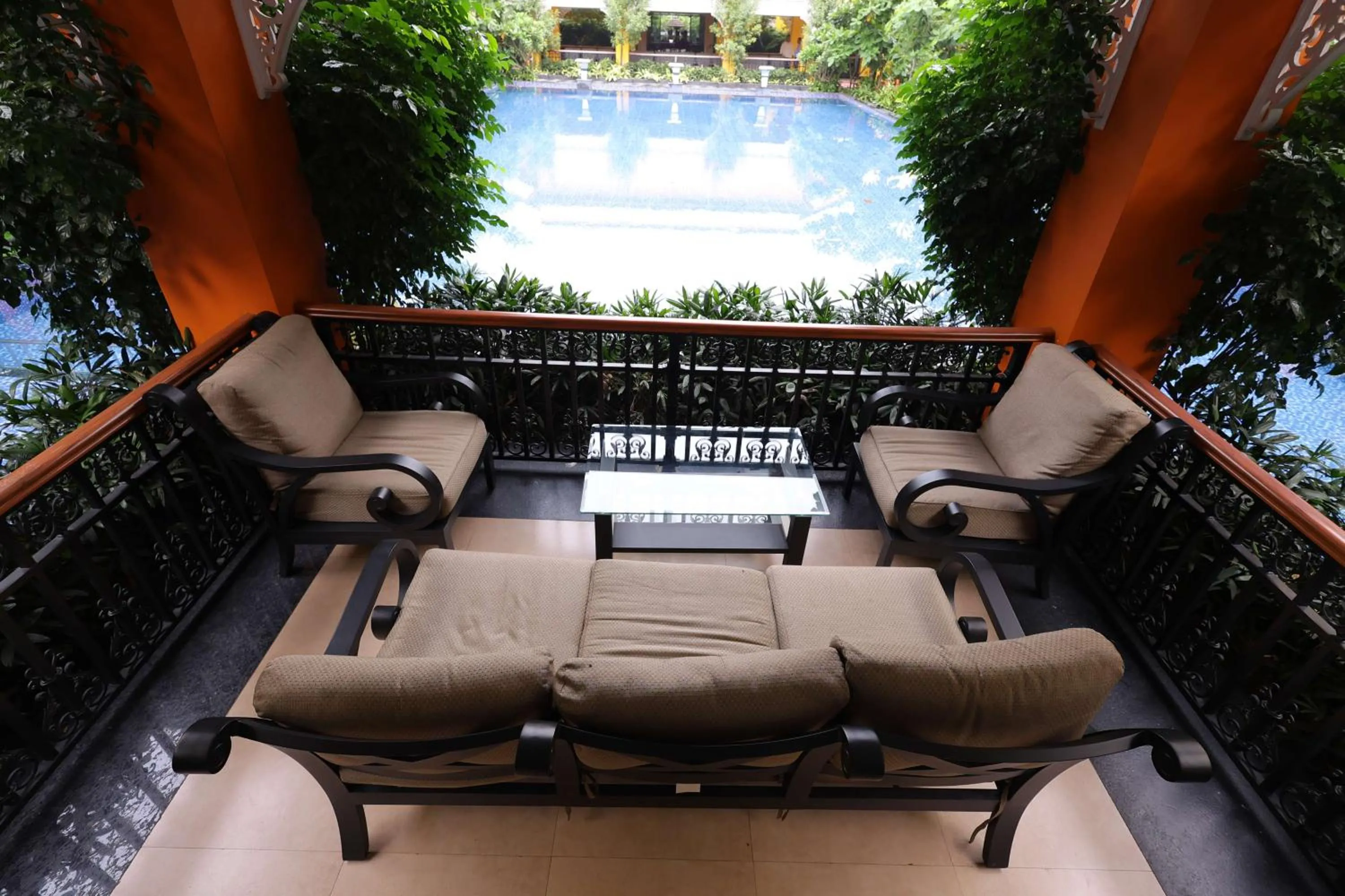 Seating area in Mayfair World Cup Village