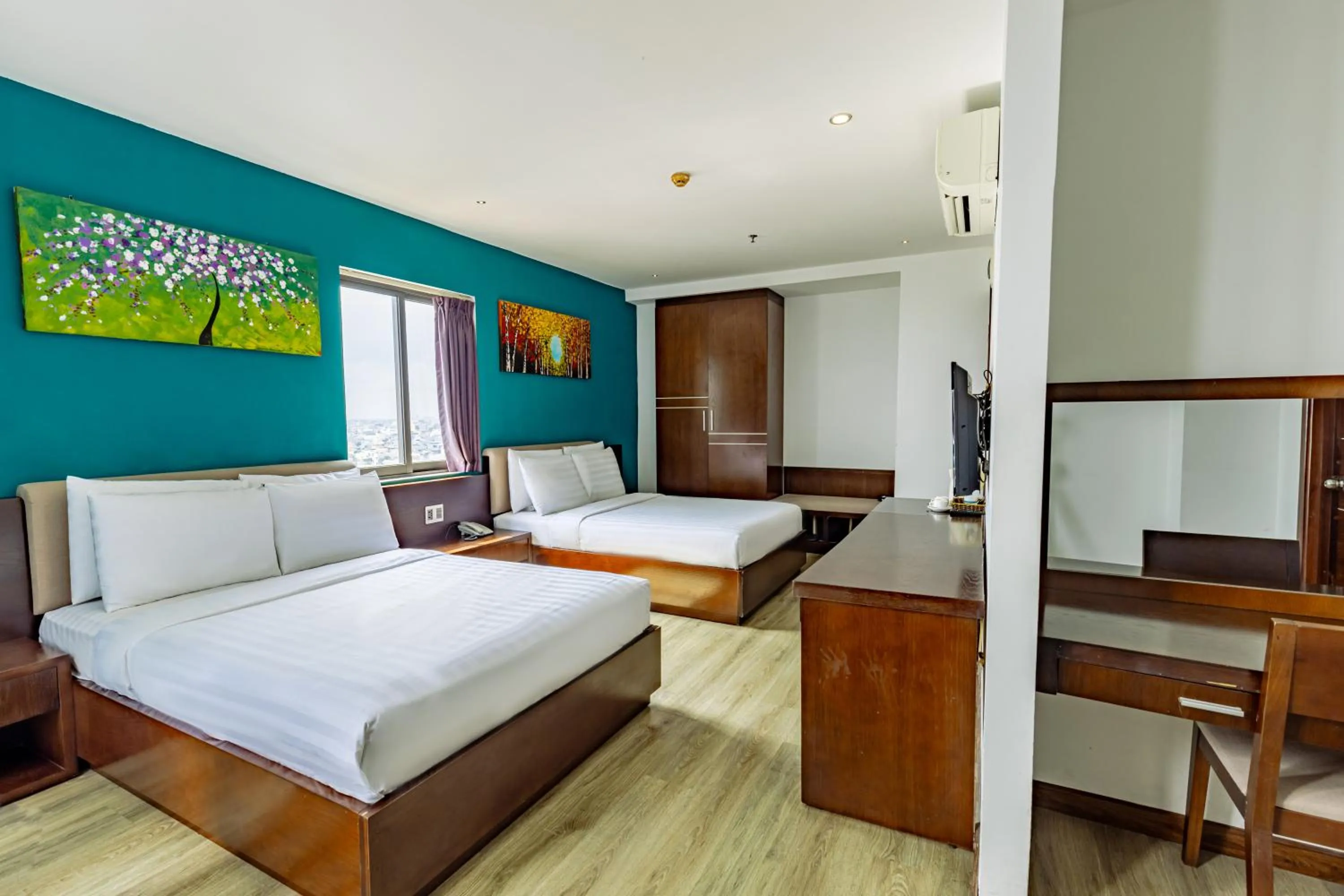 Bed in Golden Sun Apartment by New Sky Travel