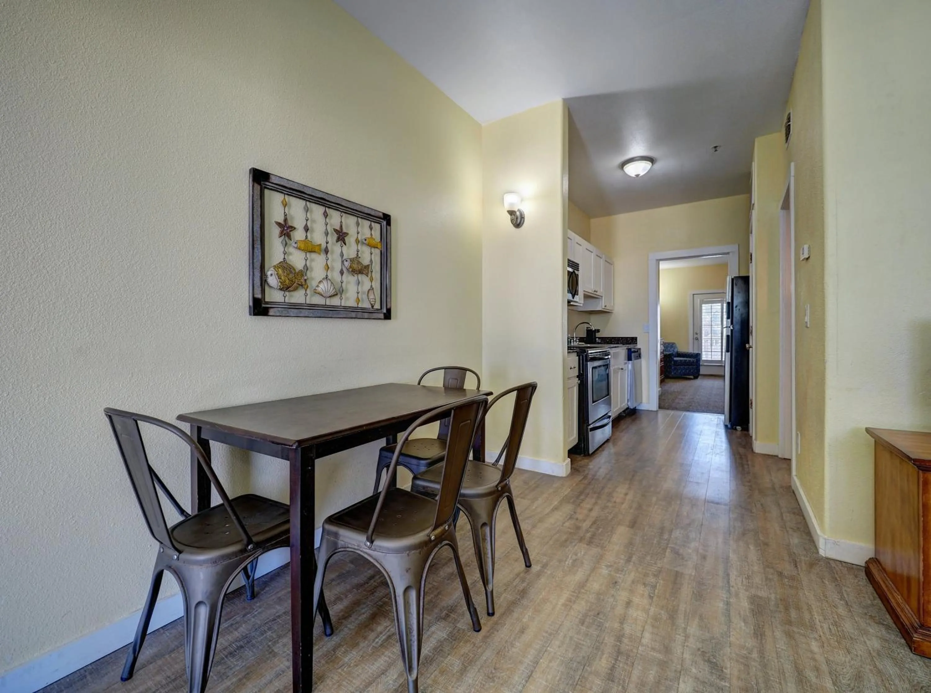Dining area in Seashell Village Resort near the beach with kitchens