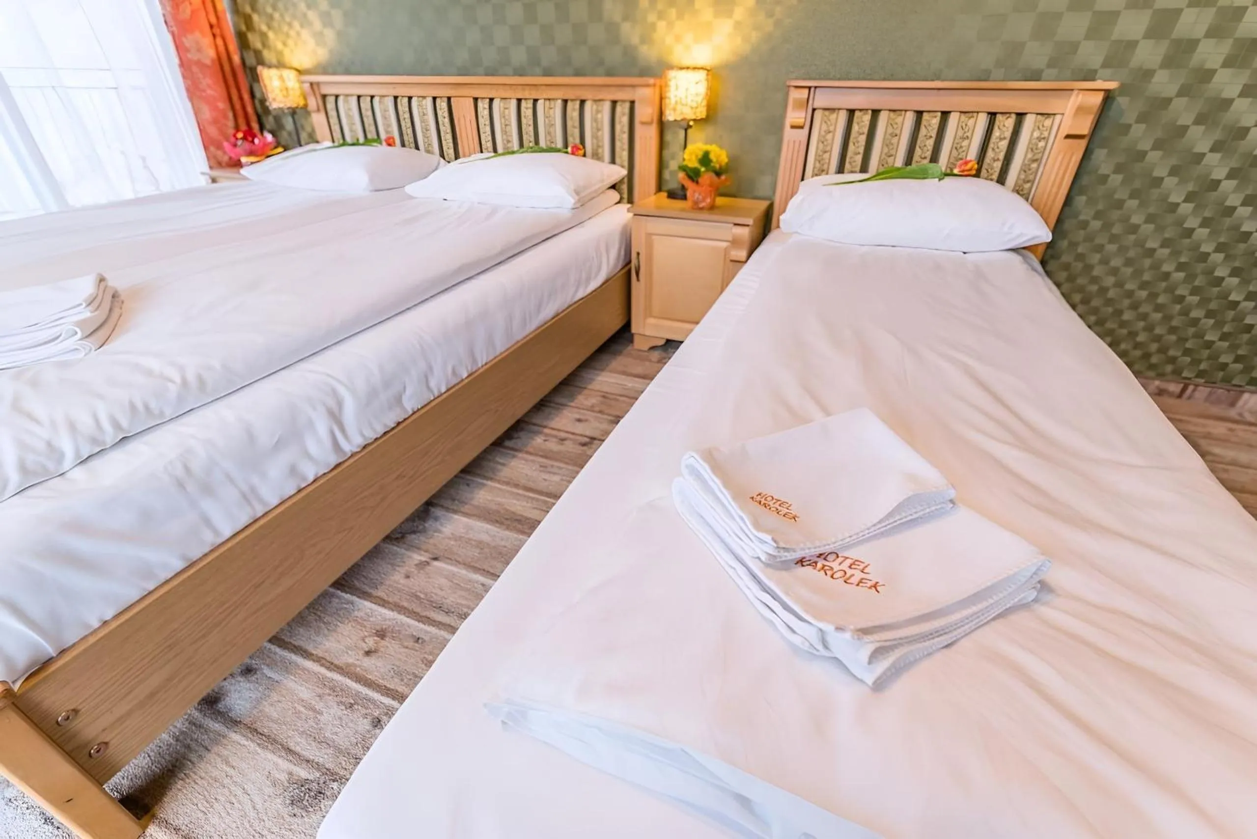 View (from property/room), Bed in Hotel Karolek