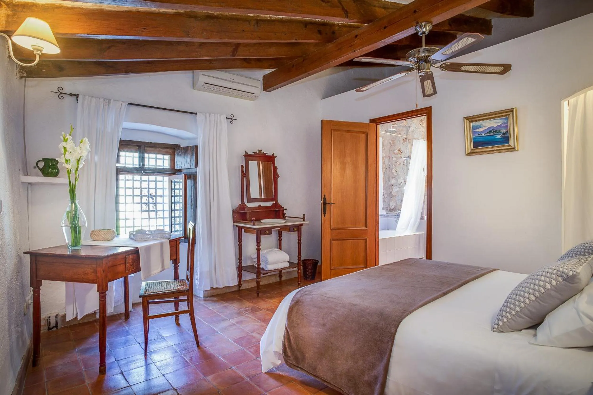 Bedroom, Bed in Finca Es Castell
