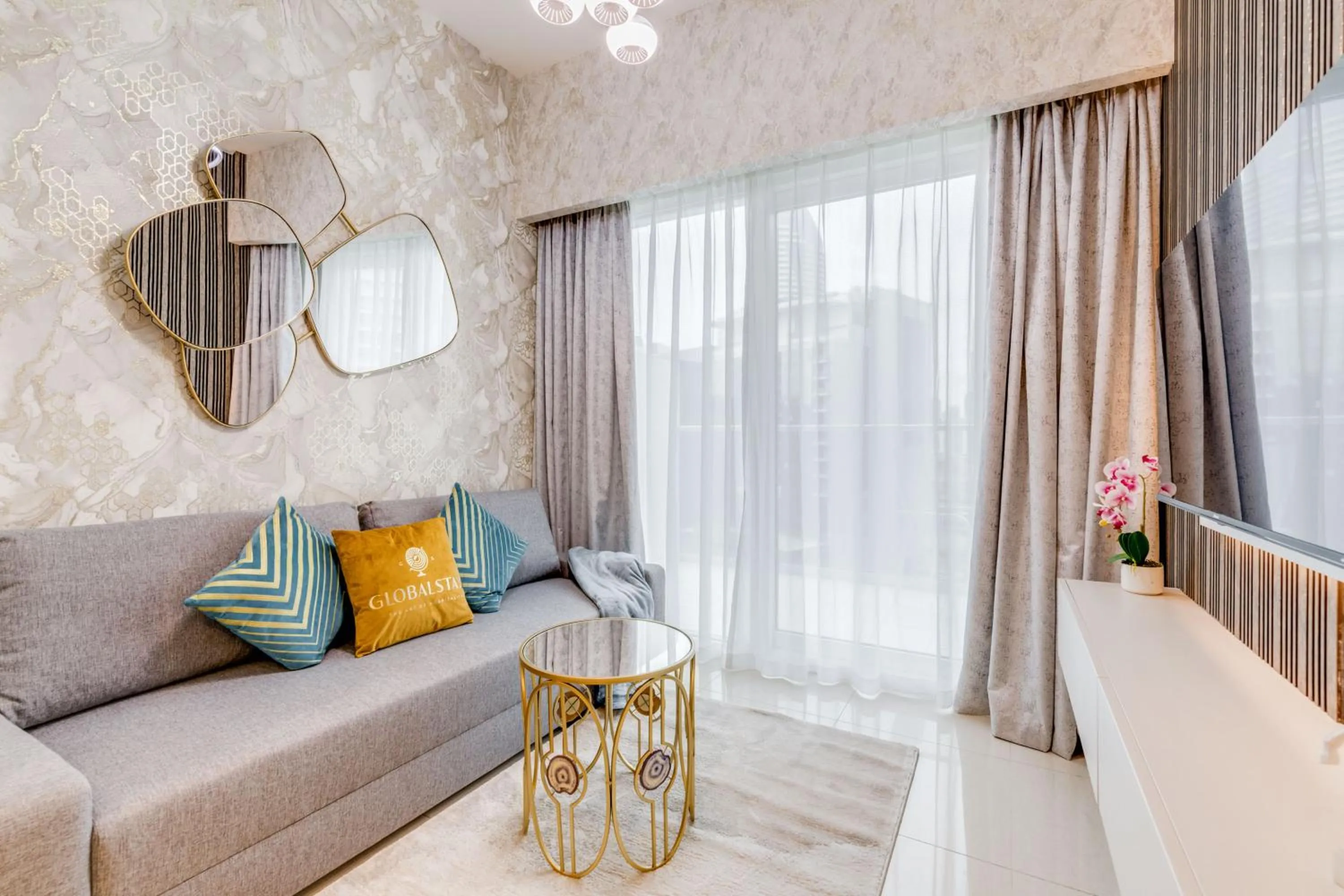 Living room in GLOBALSTAY. Luxury Apartments Near The Dubai Canal