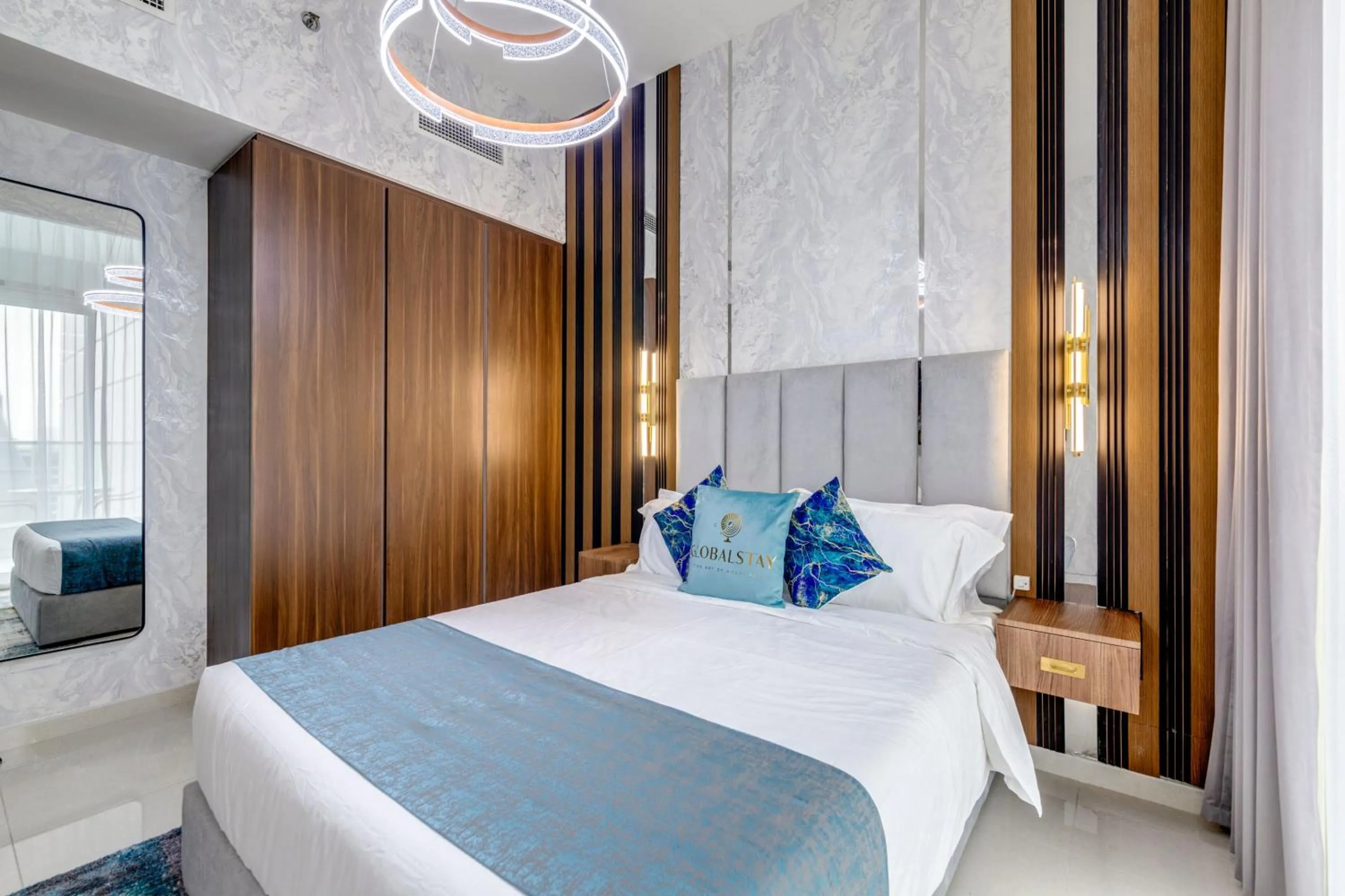Bed in GLOBALSTAY. Luxury Apartments Near The Dubai Canal