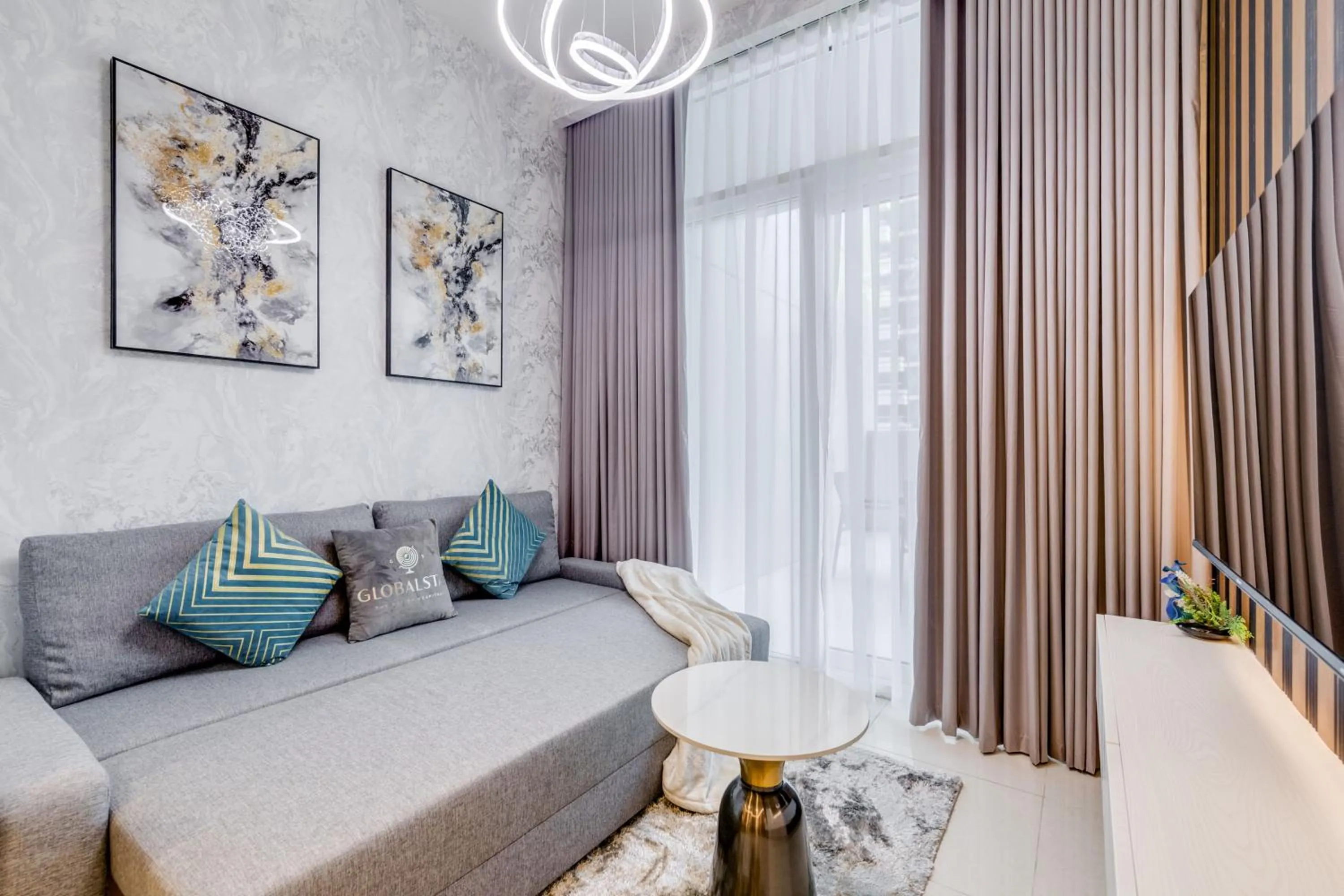 Living room in GLOBALSTAY. Luxury Apartments Near The Dubai Canal