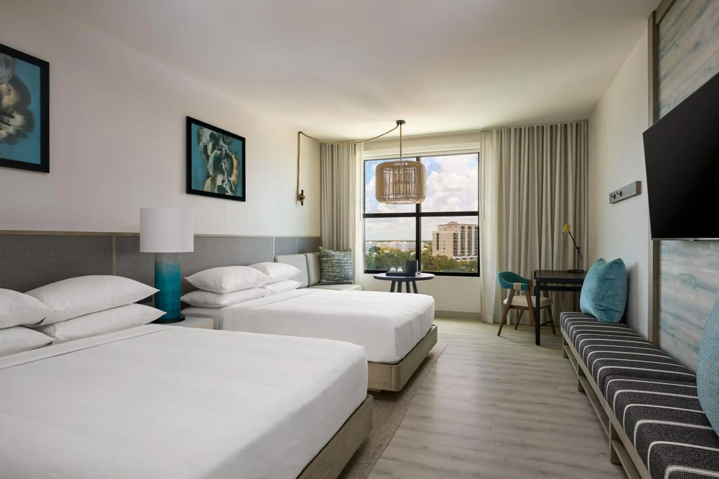 Queen Room with Two Queen Beds, Pool and Marina View and Adapted Tub - Mobility Accessible in Palmetto Marriott Resort & Spa Queen Room with Two Queen Beds, Pool and Marina View and Adapted Tub - Mobility Accessible in Palmetto Marriott Resort & Spa