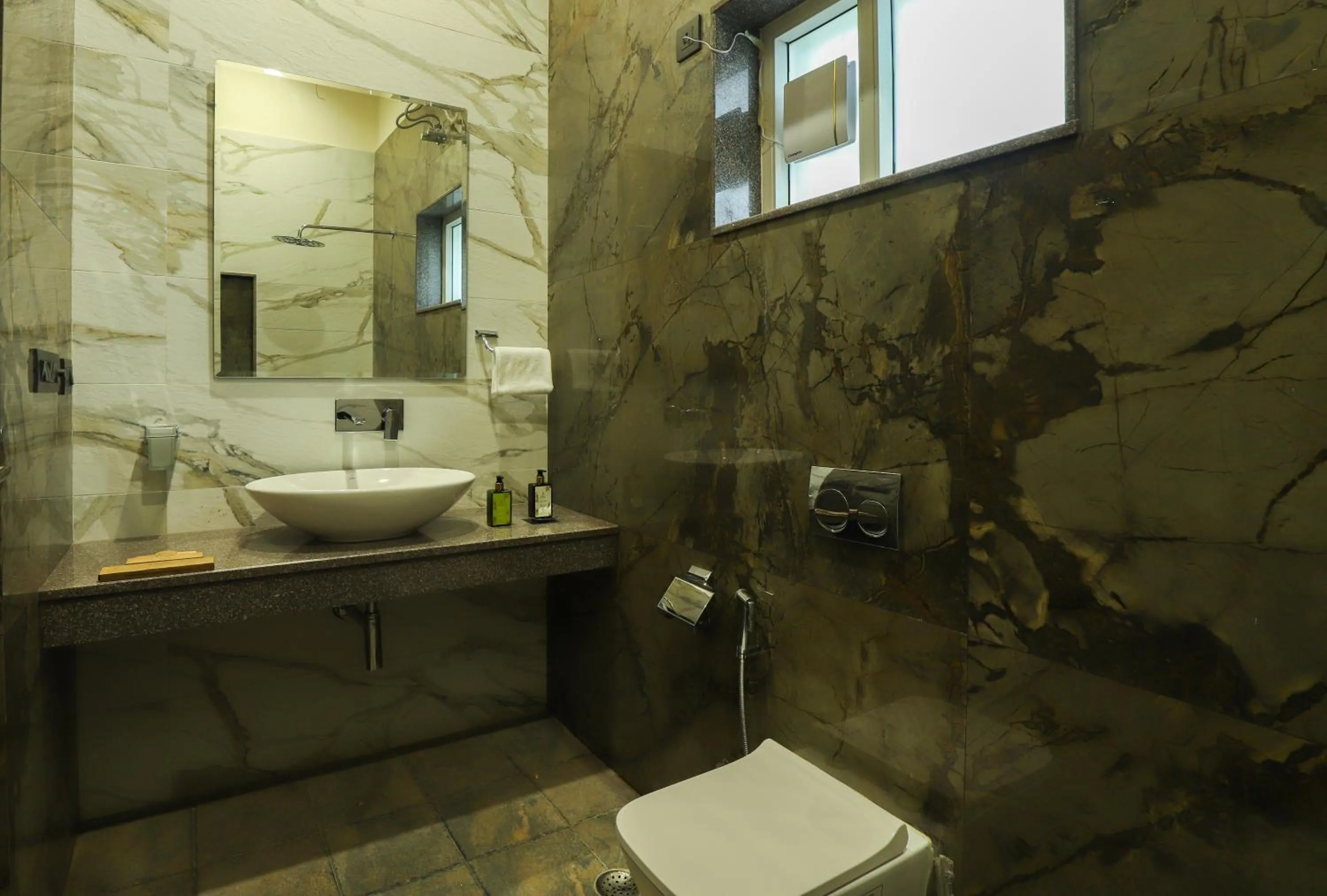 Shower in ELIVAAS 6 BHK Farmstay with Pvt Pool & Garden - Esh