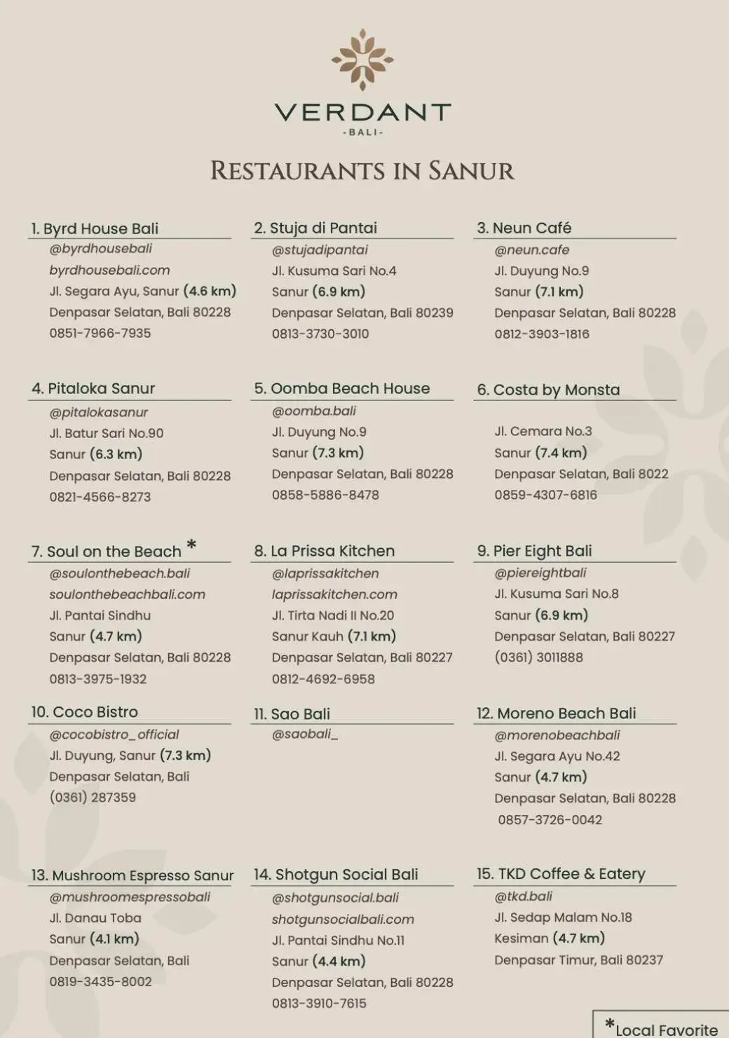 Restaurant/places to eat in Verdant Bali Sekar Sari Restaurant/places to eat in Verdant Bali Sekar Sari