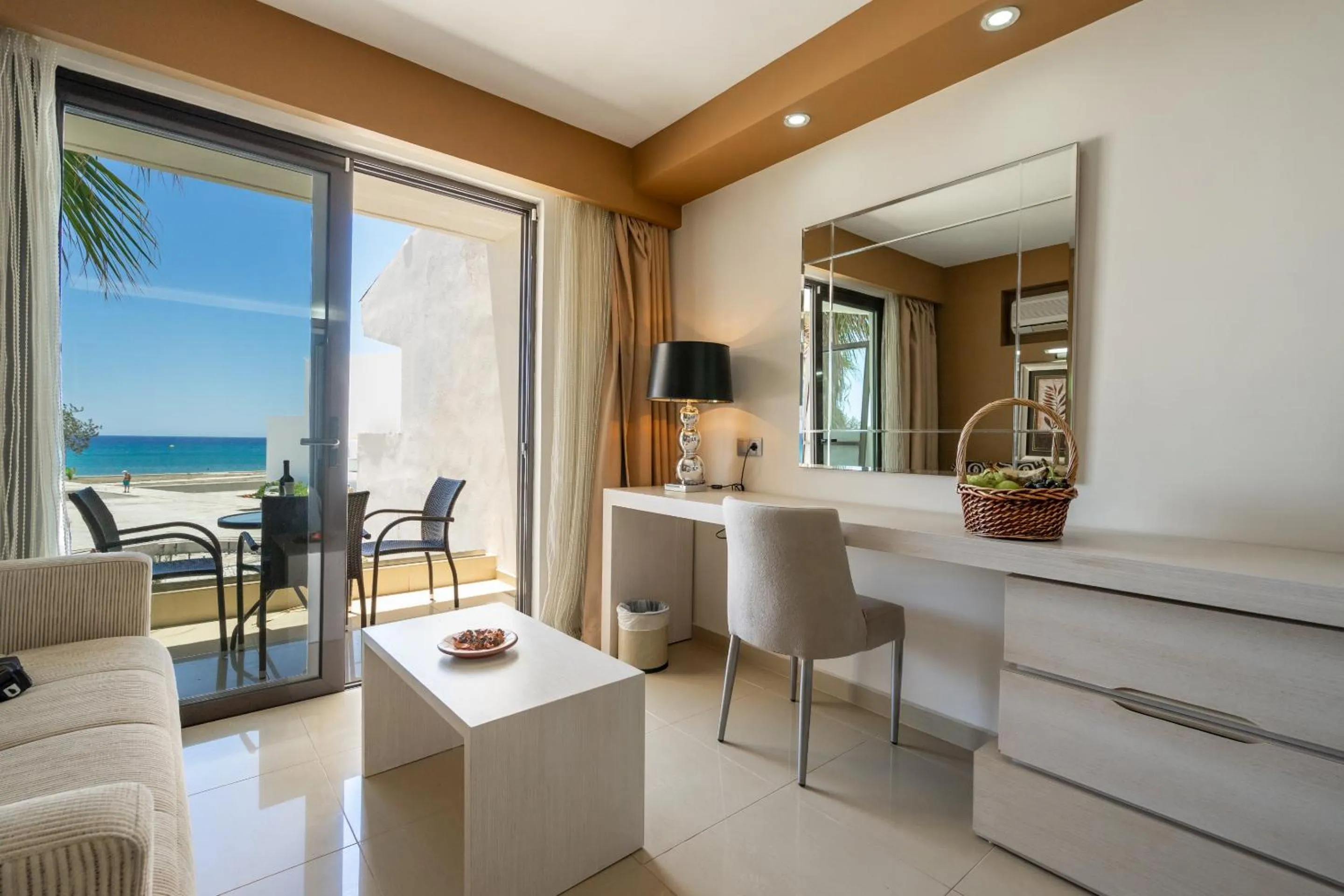 Seating area in Kamari Beach