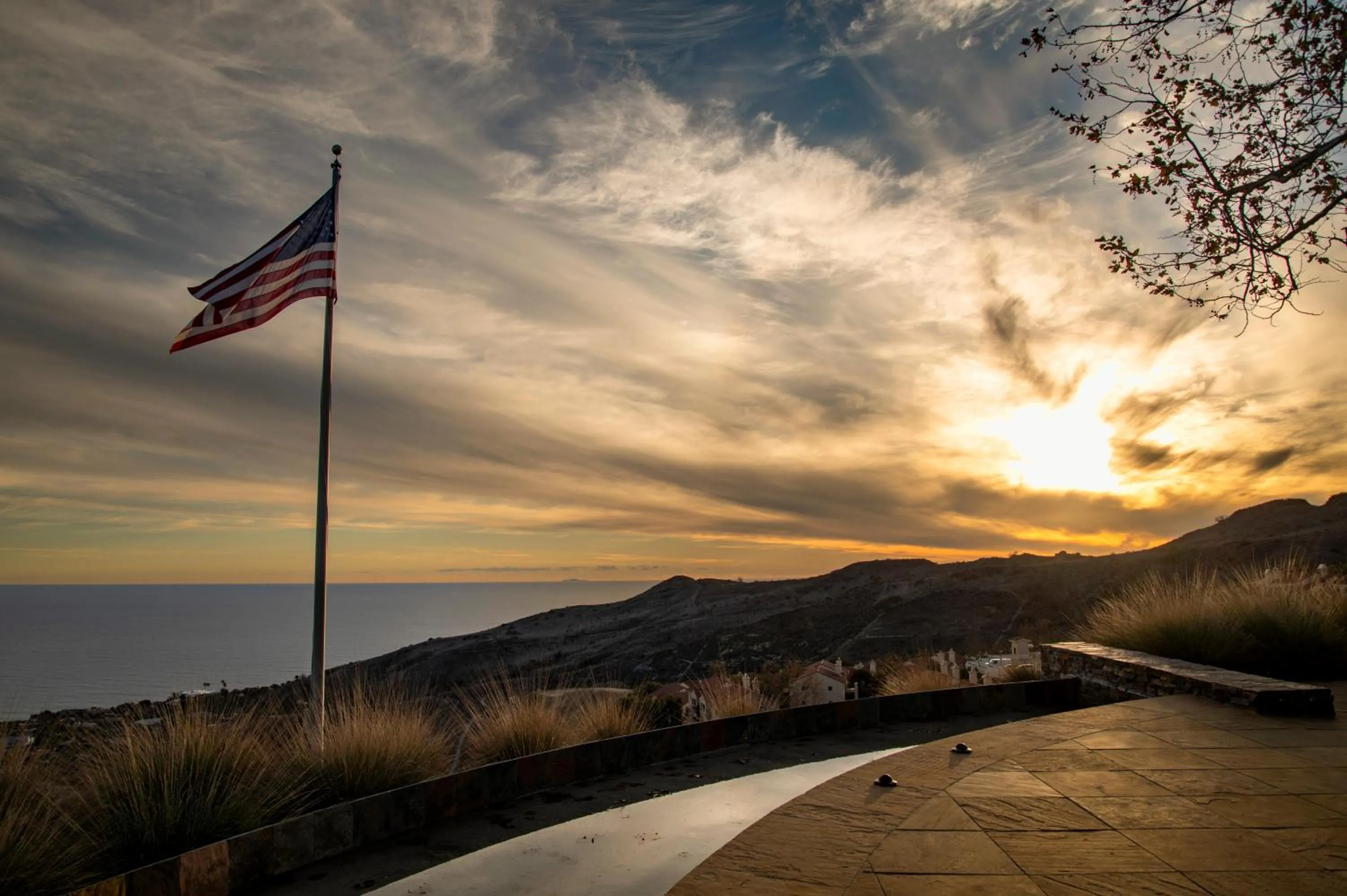 Sunset in Villa Graziadio Executive Center at Pepperdine University