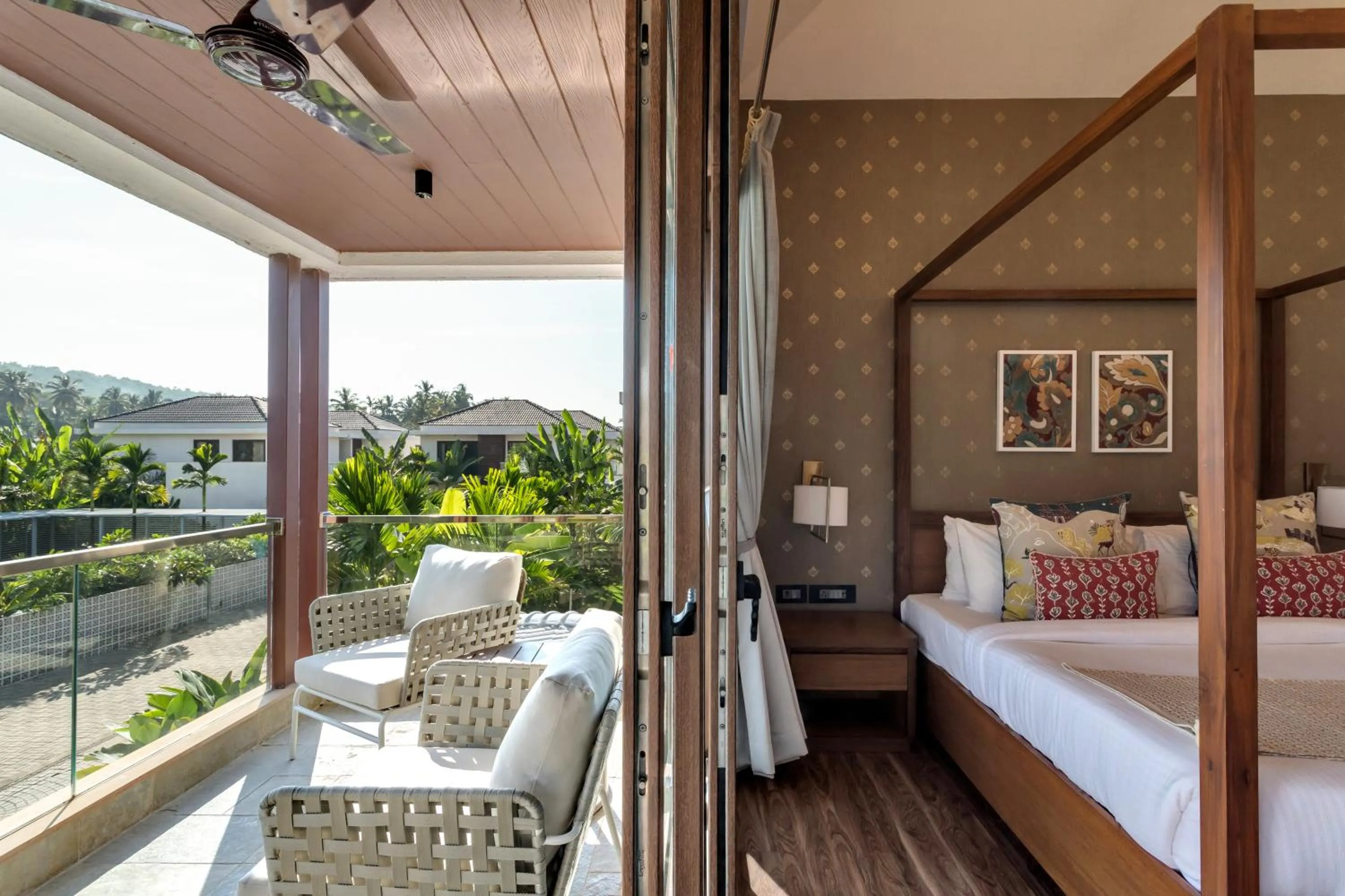 Patio, Bed in HIREAVILLA Villa Inaari - 5BHK with Private Pool in Anjuna