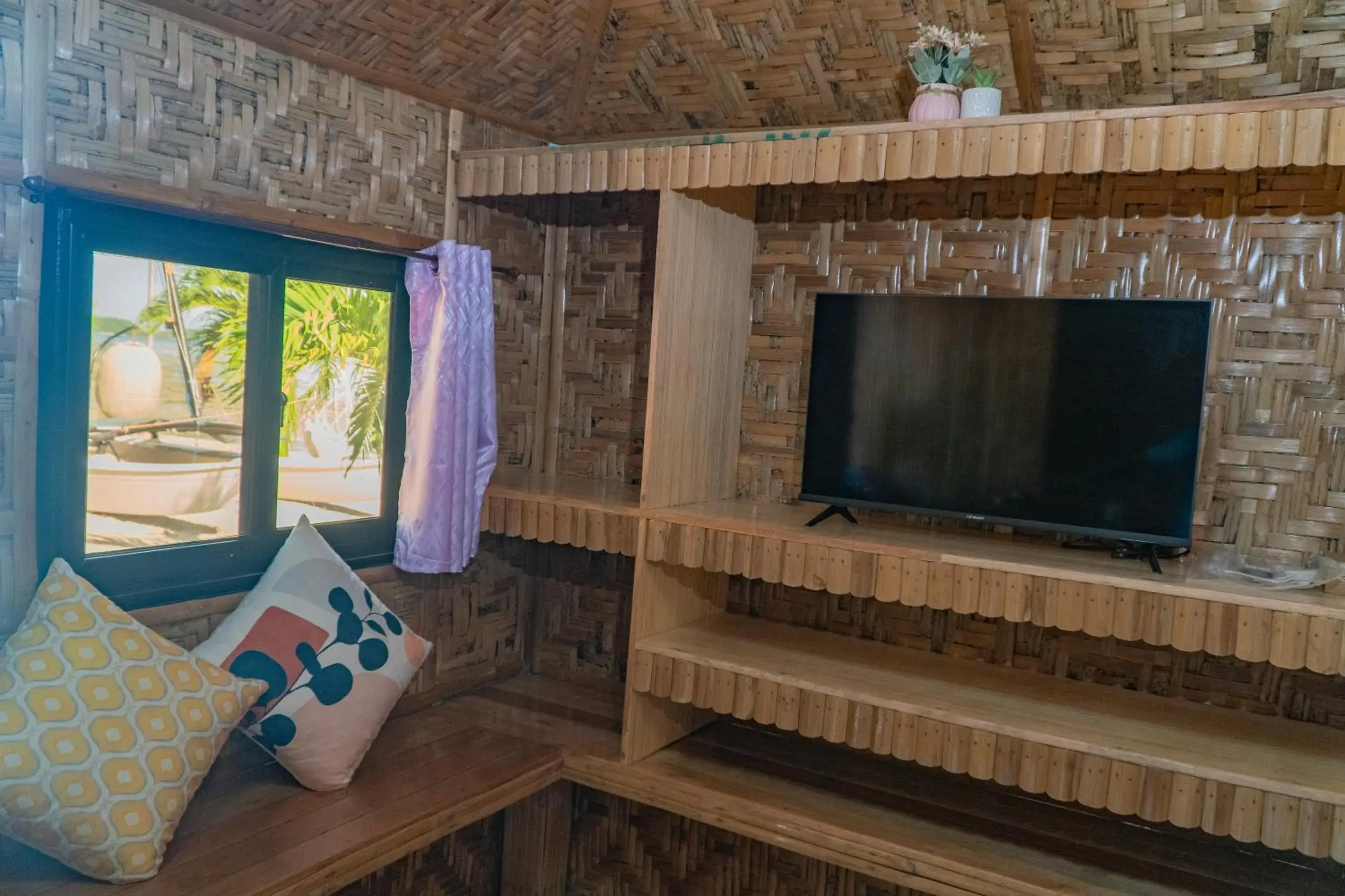 Bed in The Blessed Purple Bamboo Beach Resort Bed in The Blessed Purple Bamboo Beach Resort