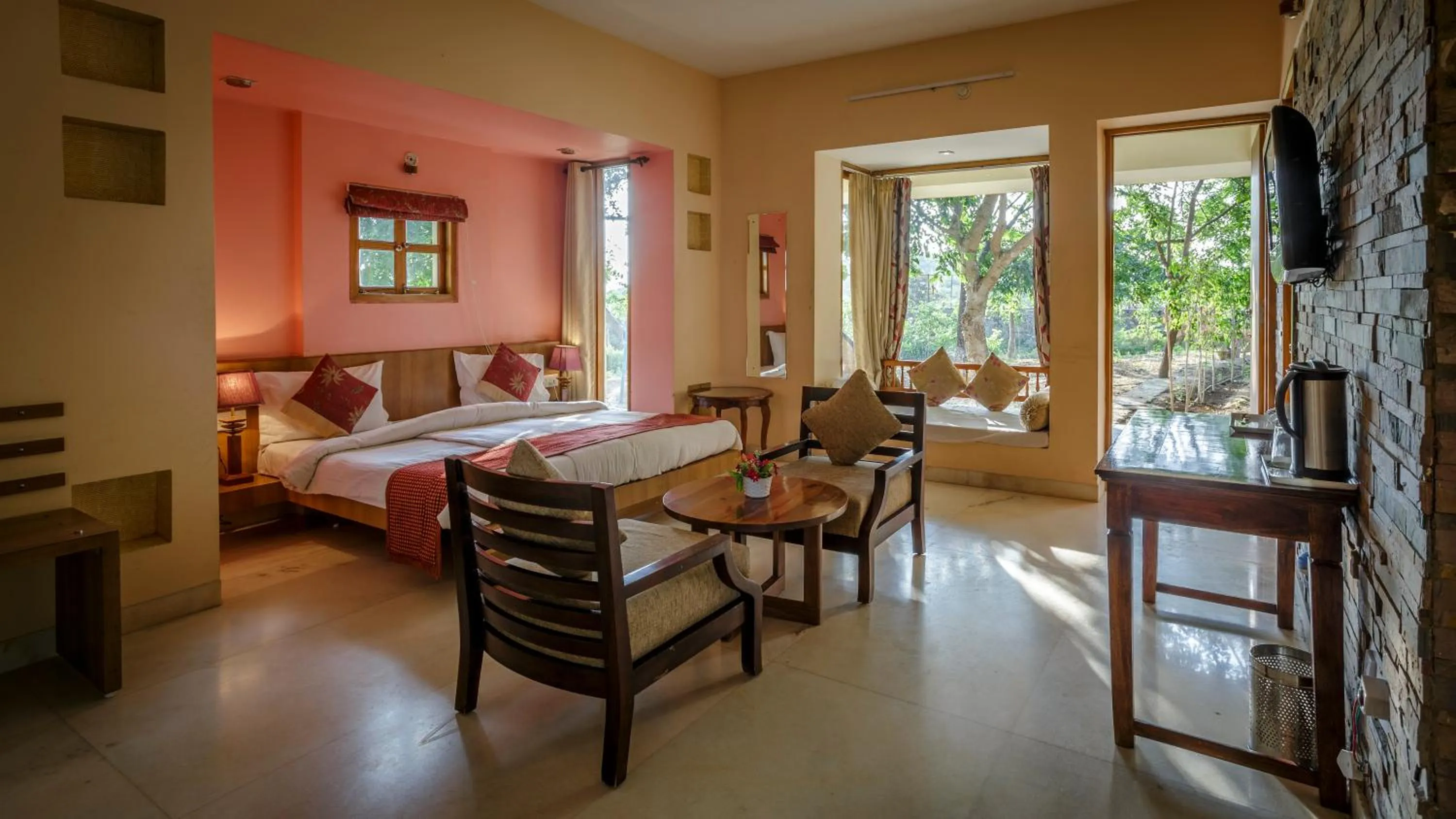 Bed in The Chitvan Resort