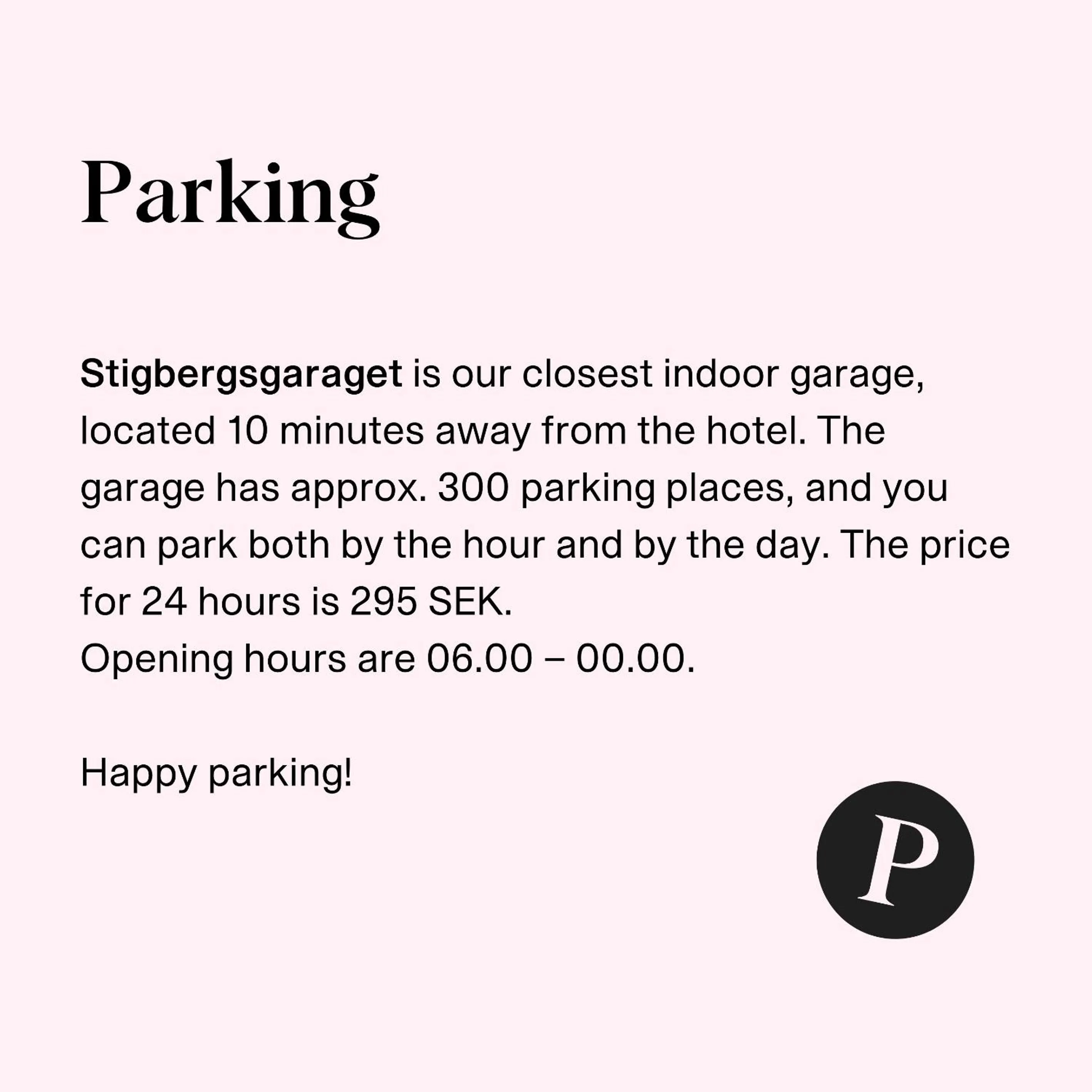 Parking in Citybox Stockholm