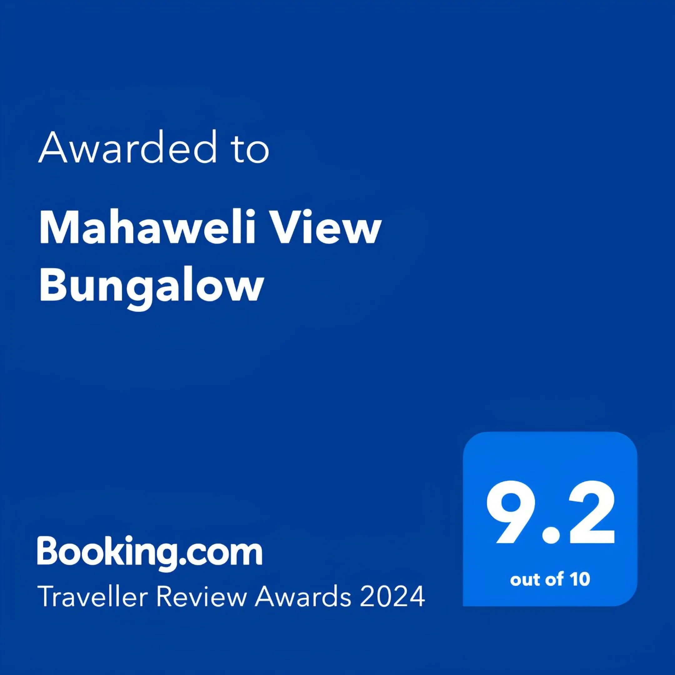 Certificate/Award in Mahaweli View Bungalow