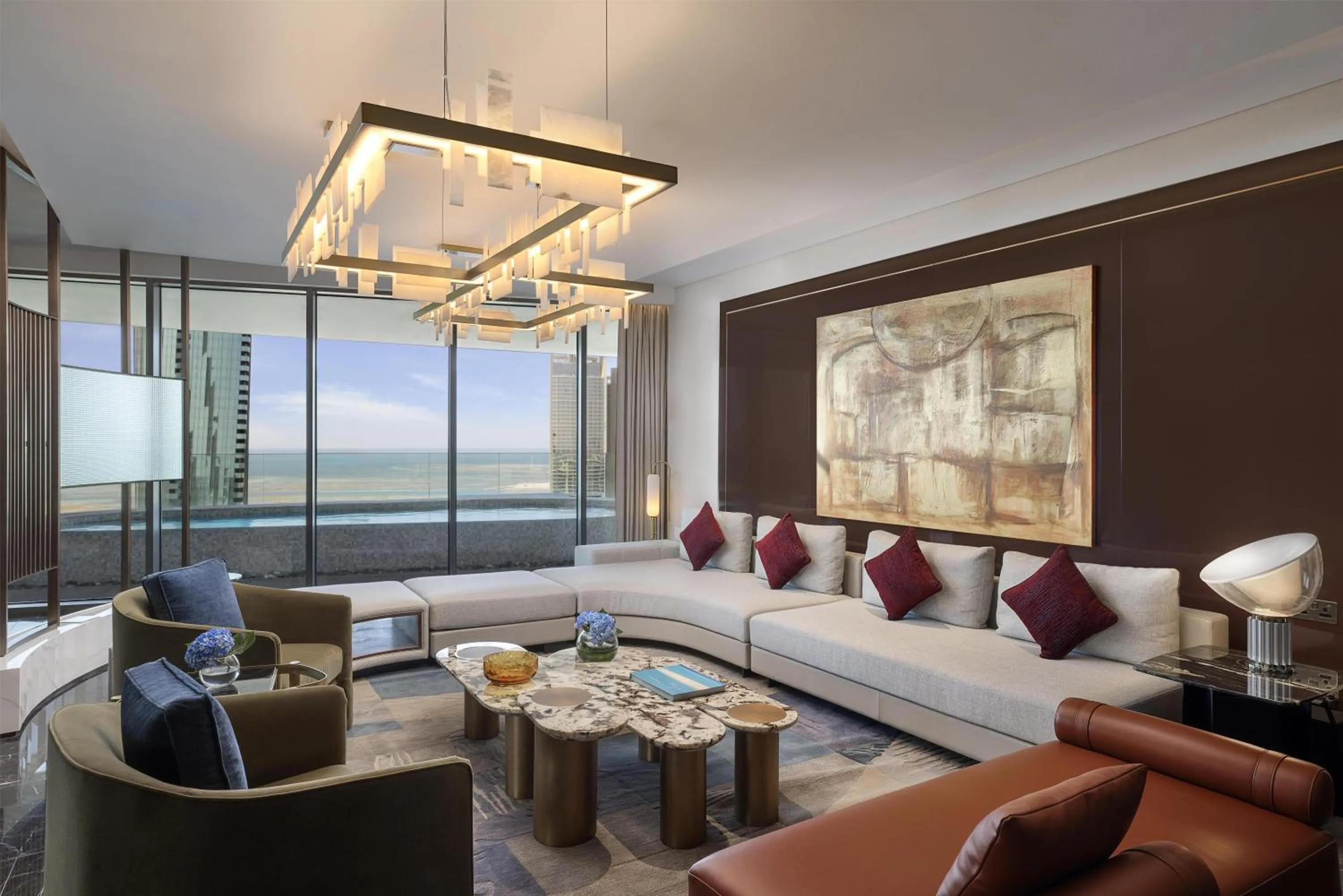 Living room, Bed in Conrad Bahrain Financial Harbour