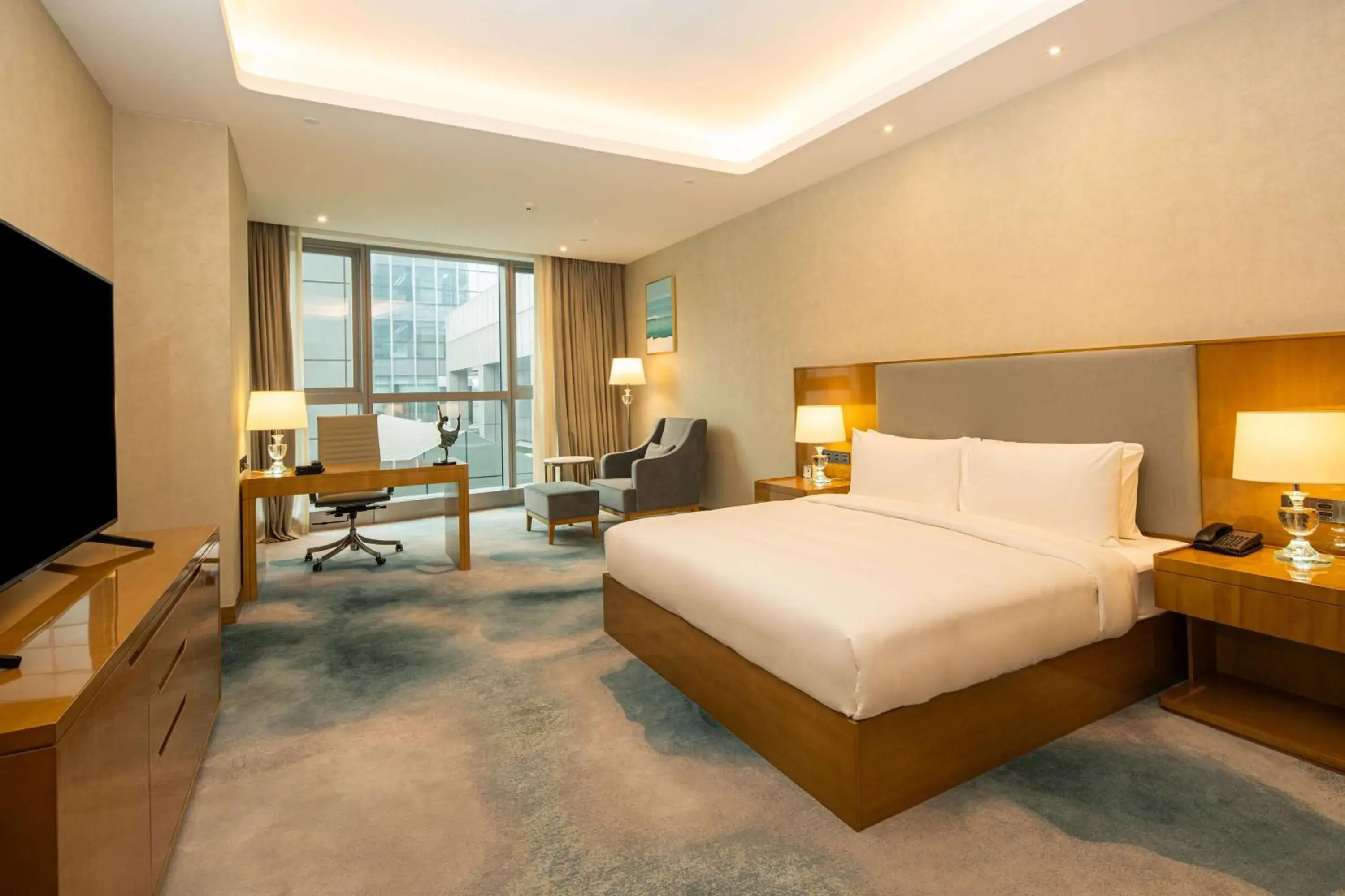 Bedroom, Bed in Hilton Brazzaville Les Tours Jumelles Hotel & Residences Bedroom, Bed in Hilton Brazzaville Les Tours Jumelles Hotel & Residences