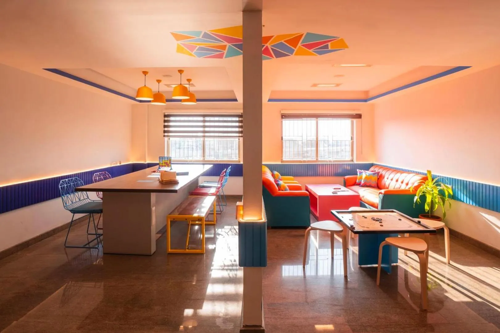 Seating area in goSTOPS Bengaluru HSR, Silk Board