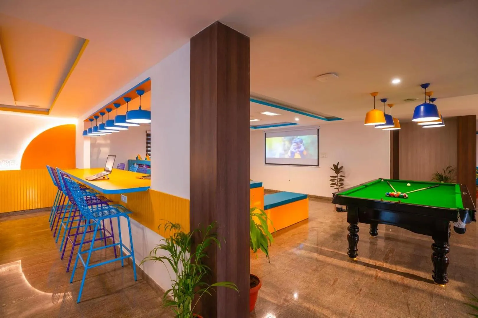 Seating area in goSTOPS Bengaluru HSR, Silk Board