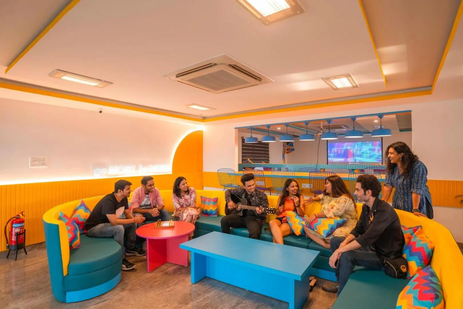 Seating area in goSTOPS Bengaluru HSR, Silk Board