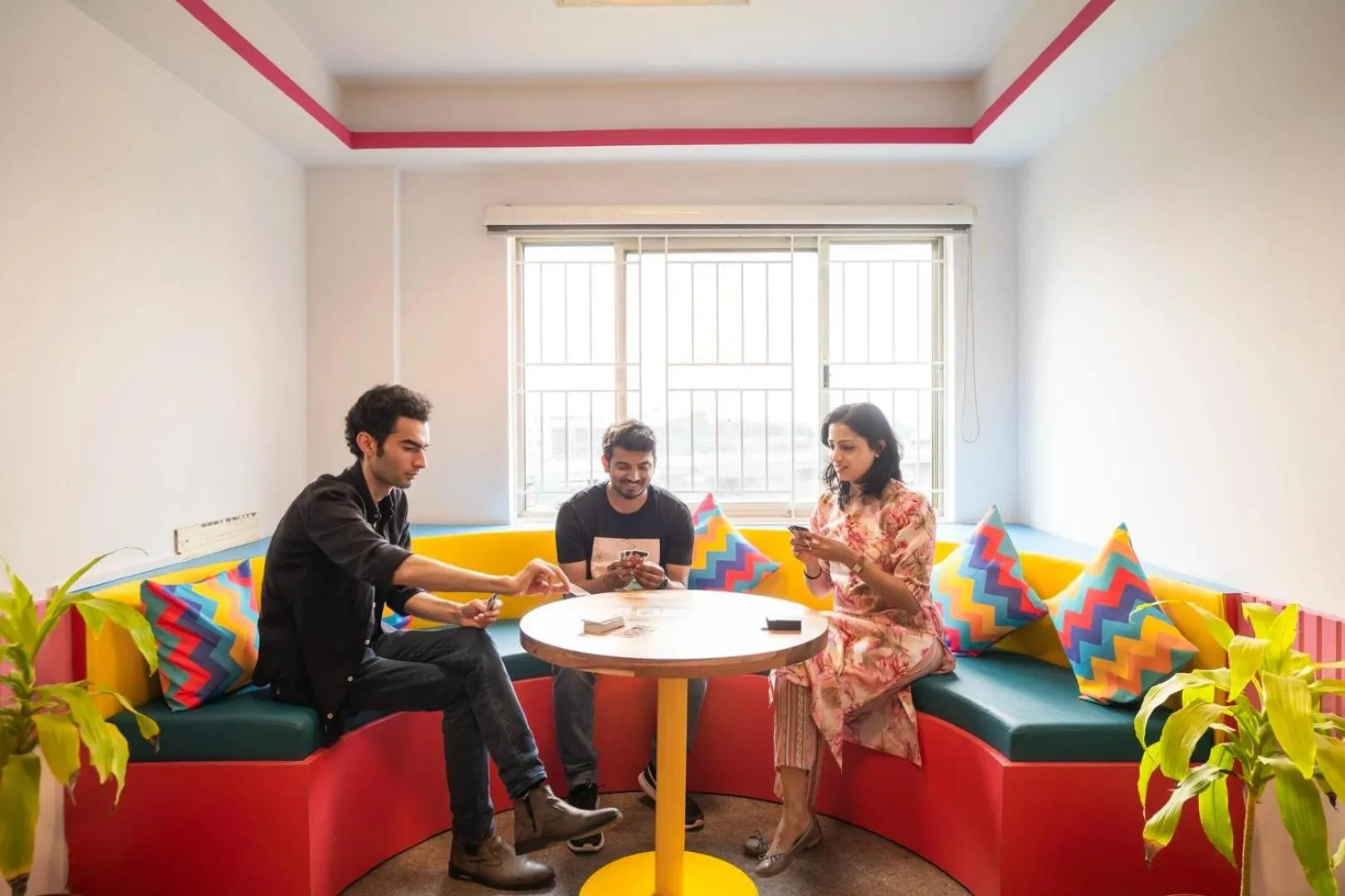 Seating area in goSTOPS Bengaluru HSR, Silk Board