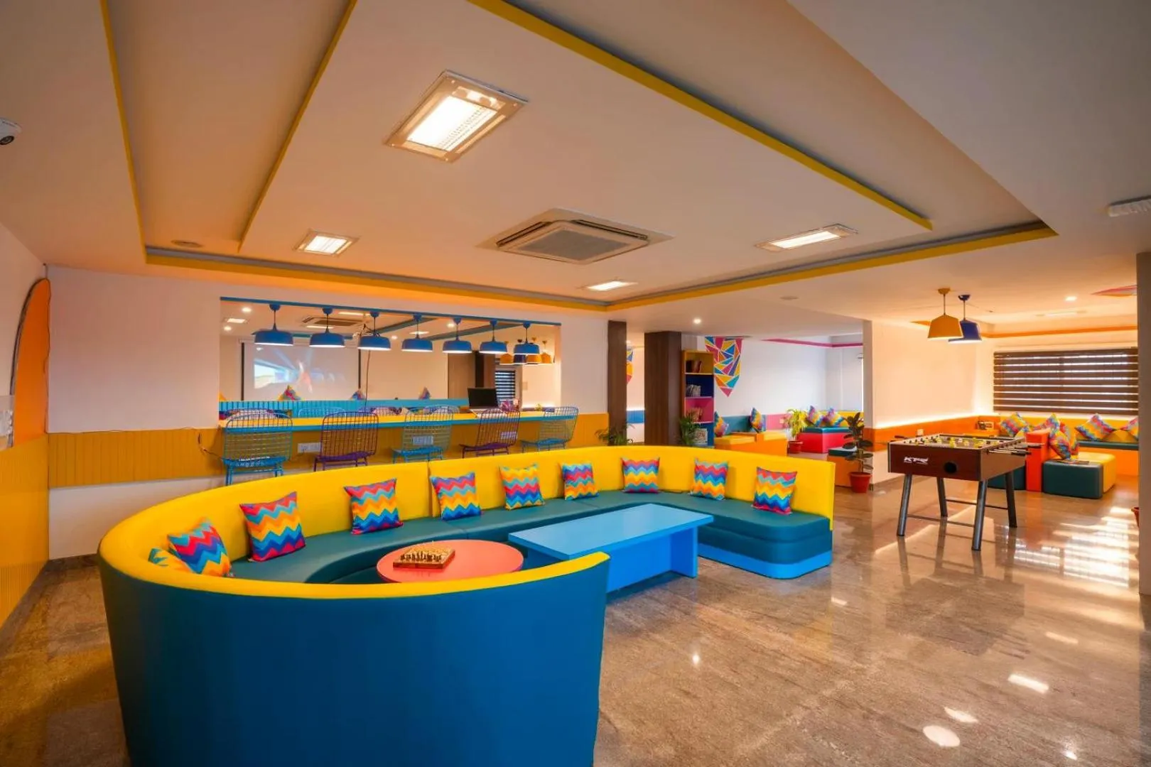 Seating area in goSTOPS Bengaluru HSR, Silk Board