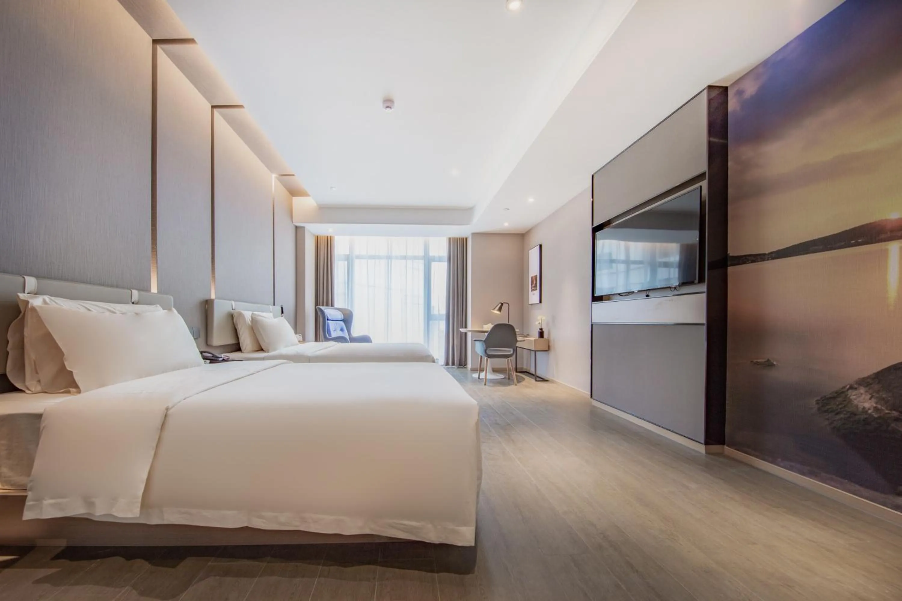 Bed in Atour Hotel Ningbo Yinzhou Wanda Mingzhouli