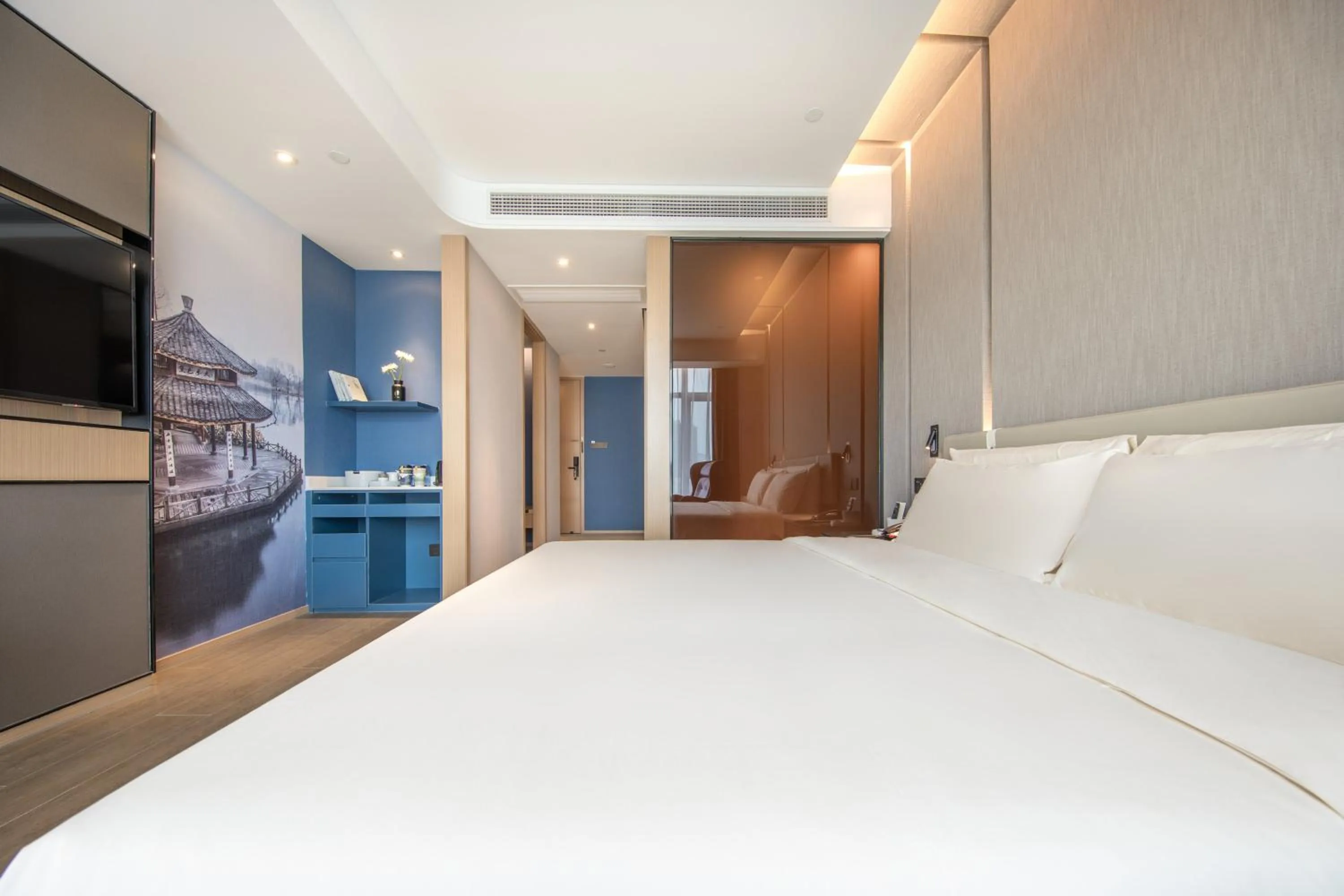 Bed in Atour Hotel Ningbo Yinzhou Wanda Mingzhouli