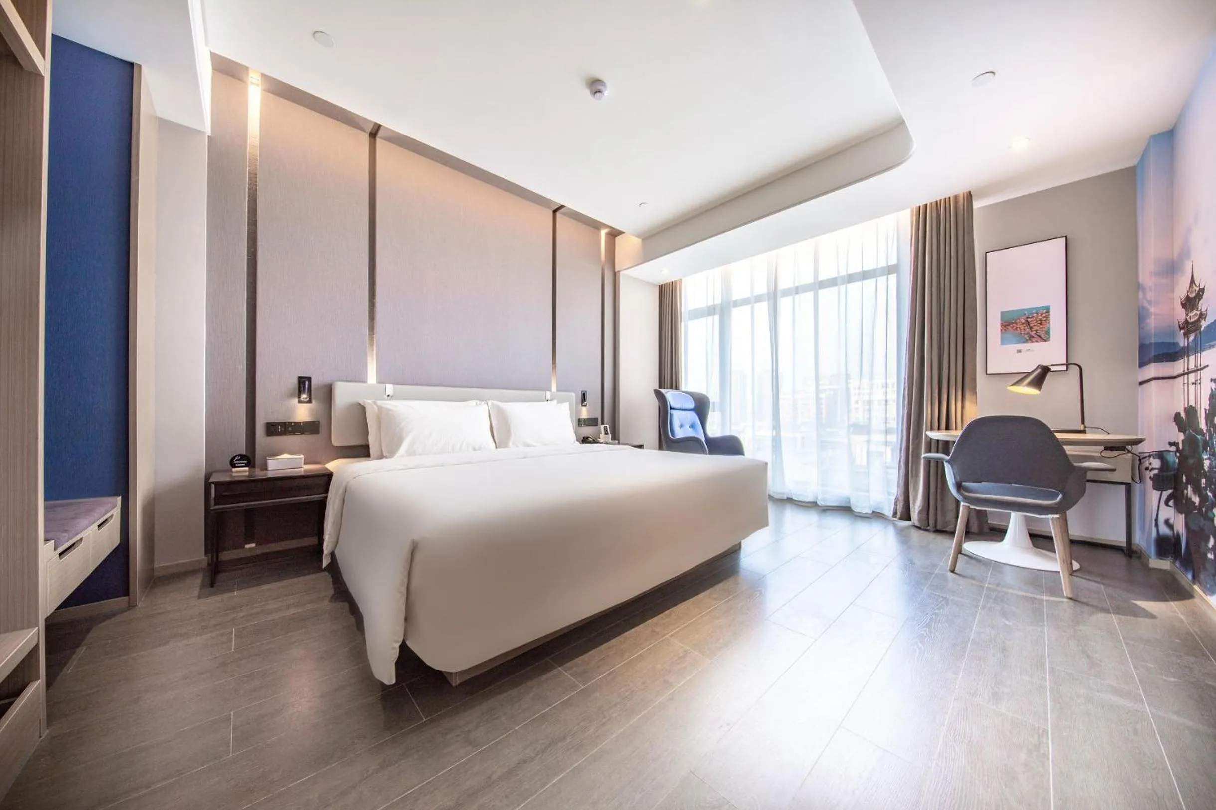 Bed in Atour Hotel Ningbo Yinzhou Wanda Mingzhouli