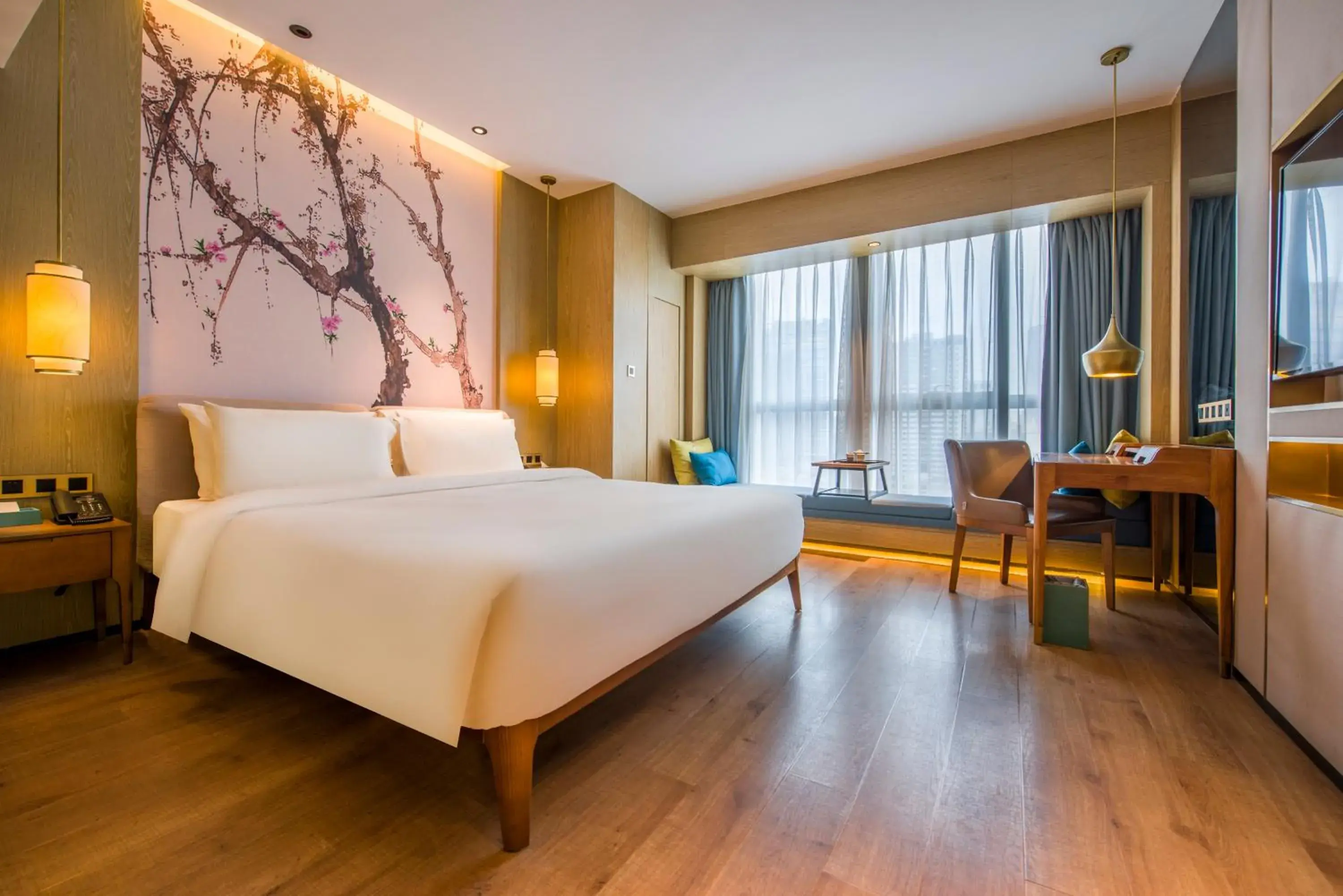 Bed in Atour S Hotel Guangzhou Beijing Road Tianzi Wharf Bed in Atour S Hotel Guangzhou Beijing Road Tianzi Wharf